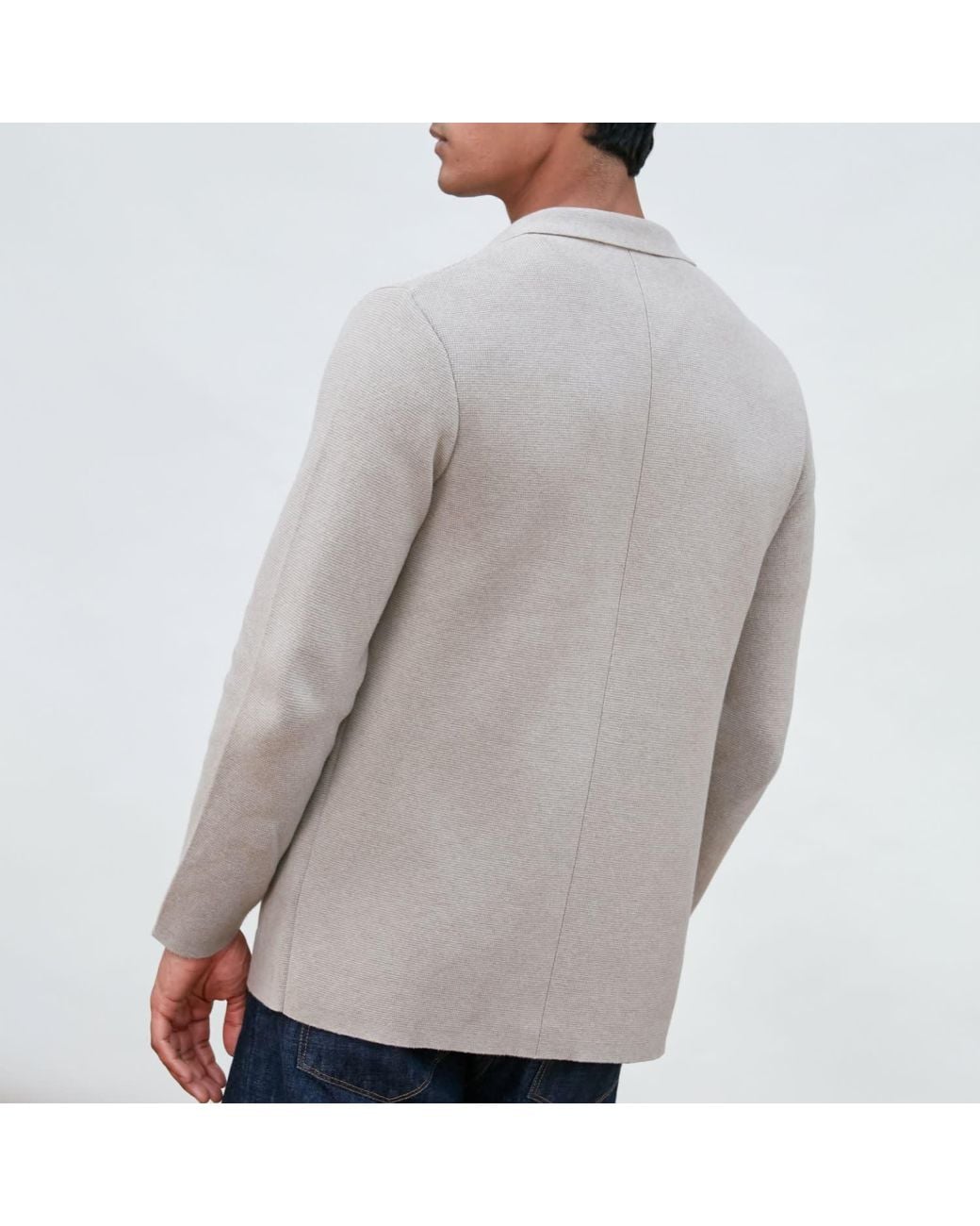 Paul James Knitwear Gray Cotton Deconstructed Knitted Gabriel Blazer for men
