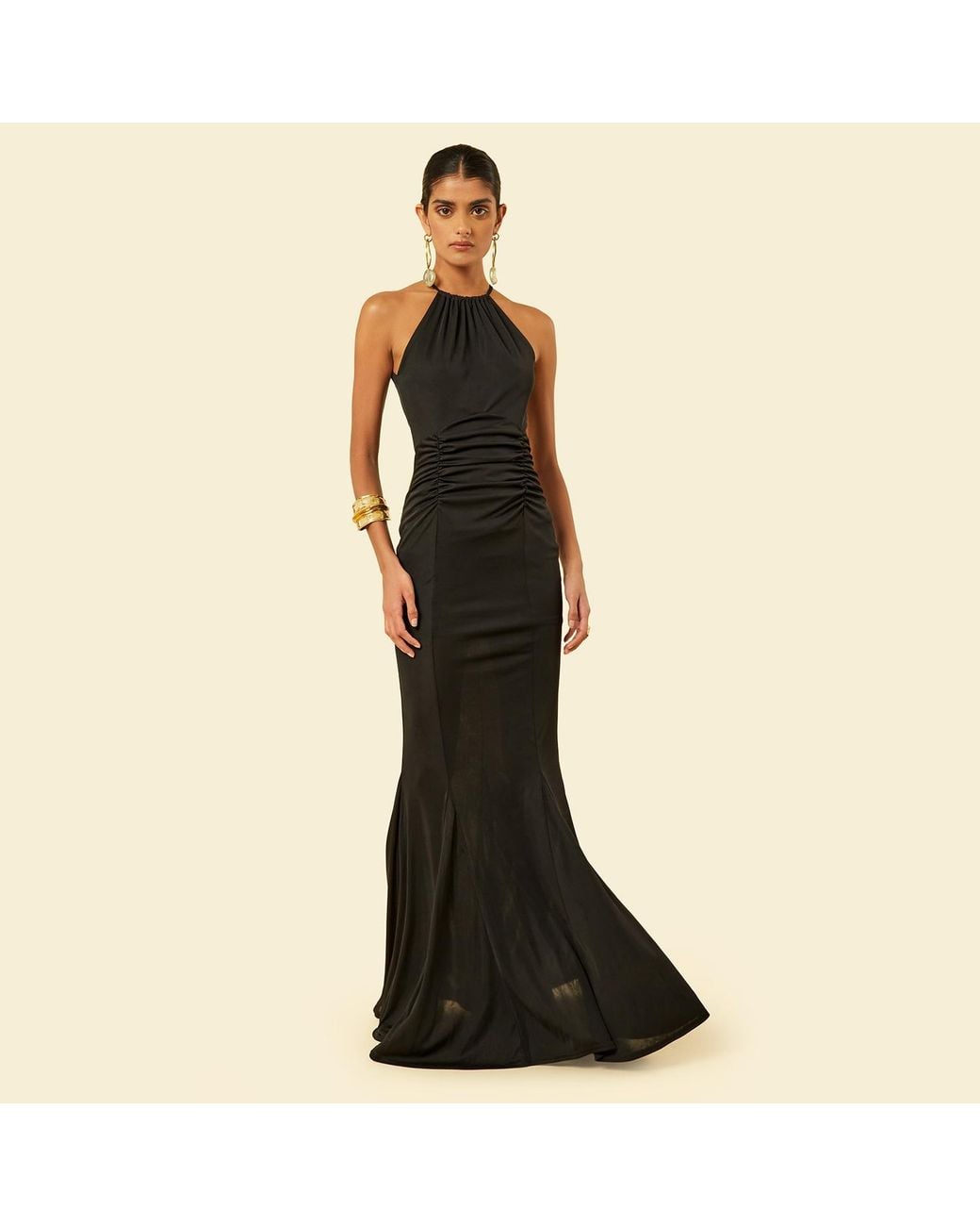 Celestine & Mae Black Plume Maxi Dress
