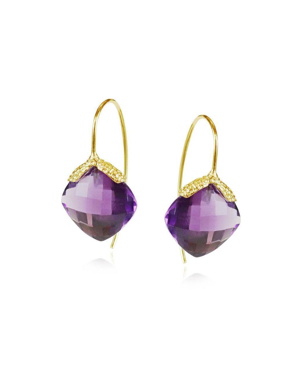 MOUNIR LONDON Purple Amethyst Diya Drop Earrings