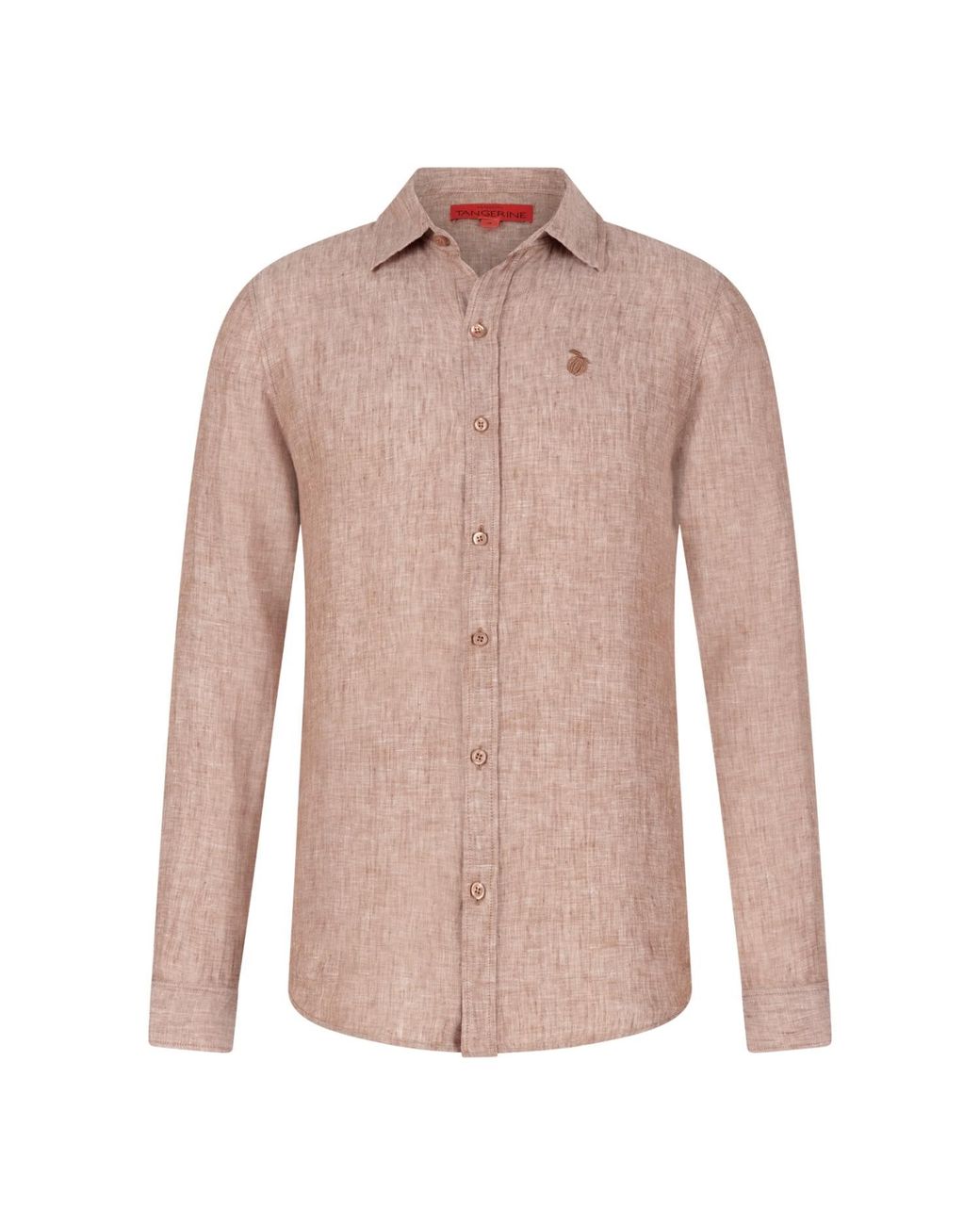 Maison Tangerine Pink Neutrals Beach Melange Linen Shirt For for men