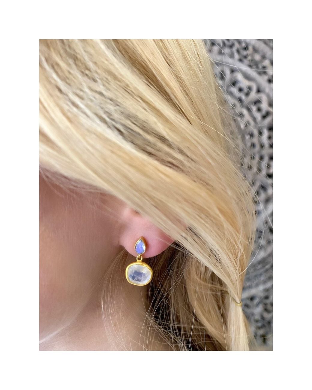 Opium Jewels Metallic Double Droplet Oval Studs