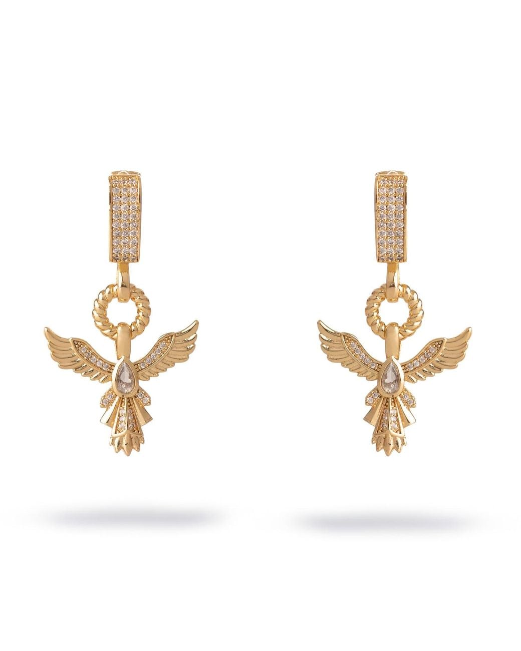 Ebru Jewelry Metallic Golden Phoenix Drop Earrings