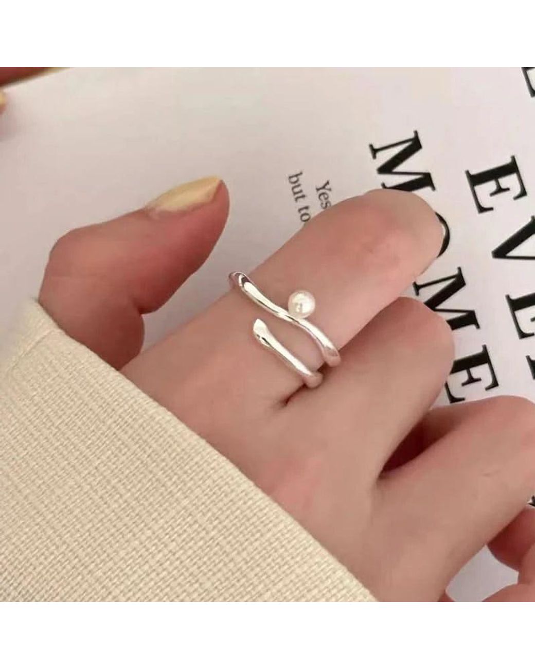 Angel Barocco White Natural Freshwater Pearl Ring Irregular Design