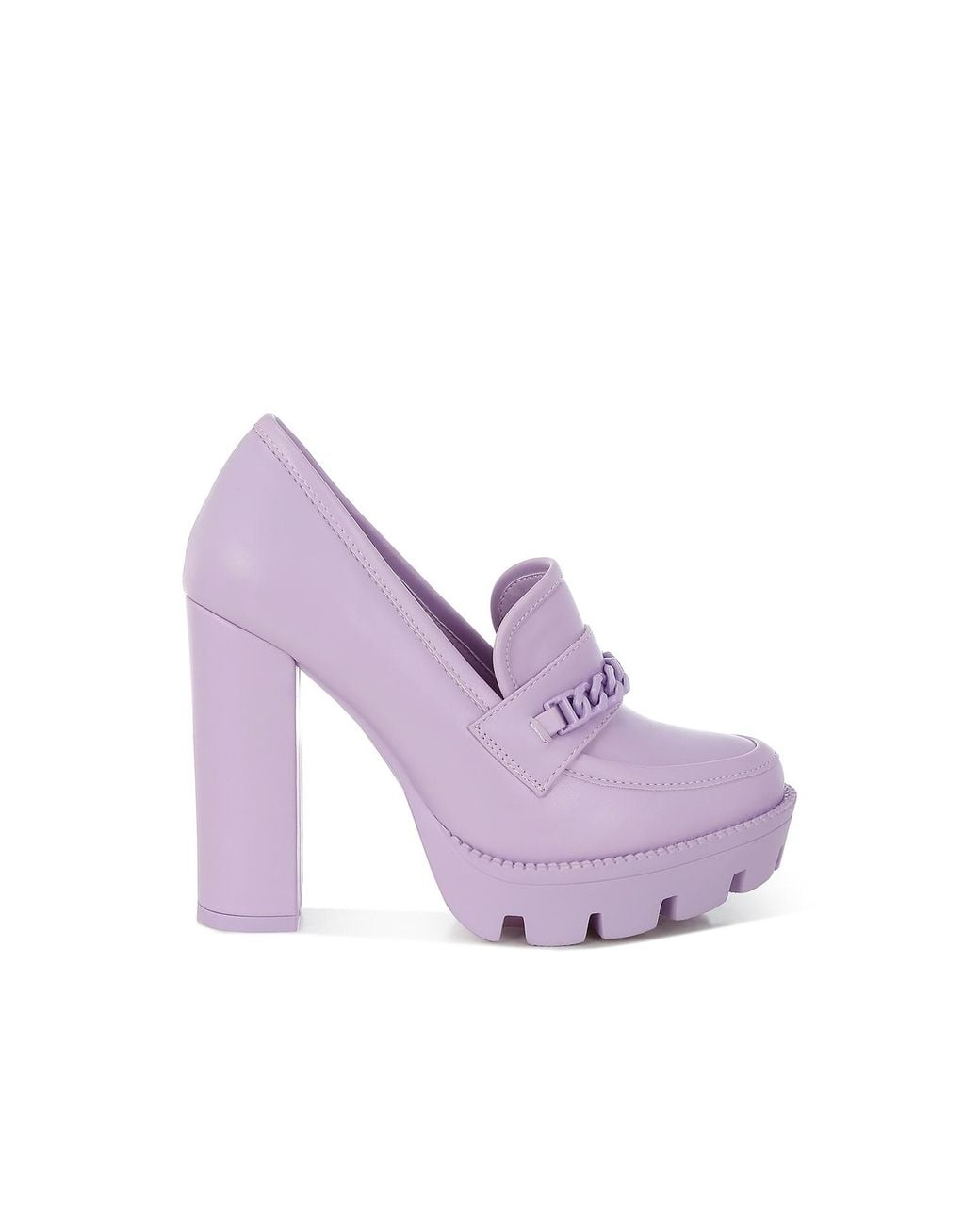 Rag & Co Purple Corinne Lilac Chain Embellished Chunky Loafers