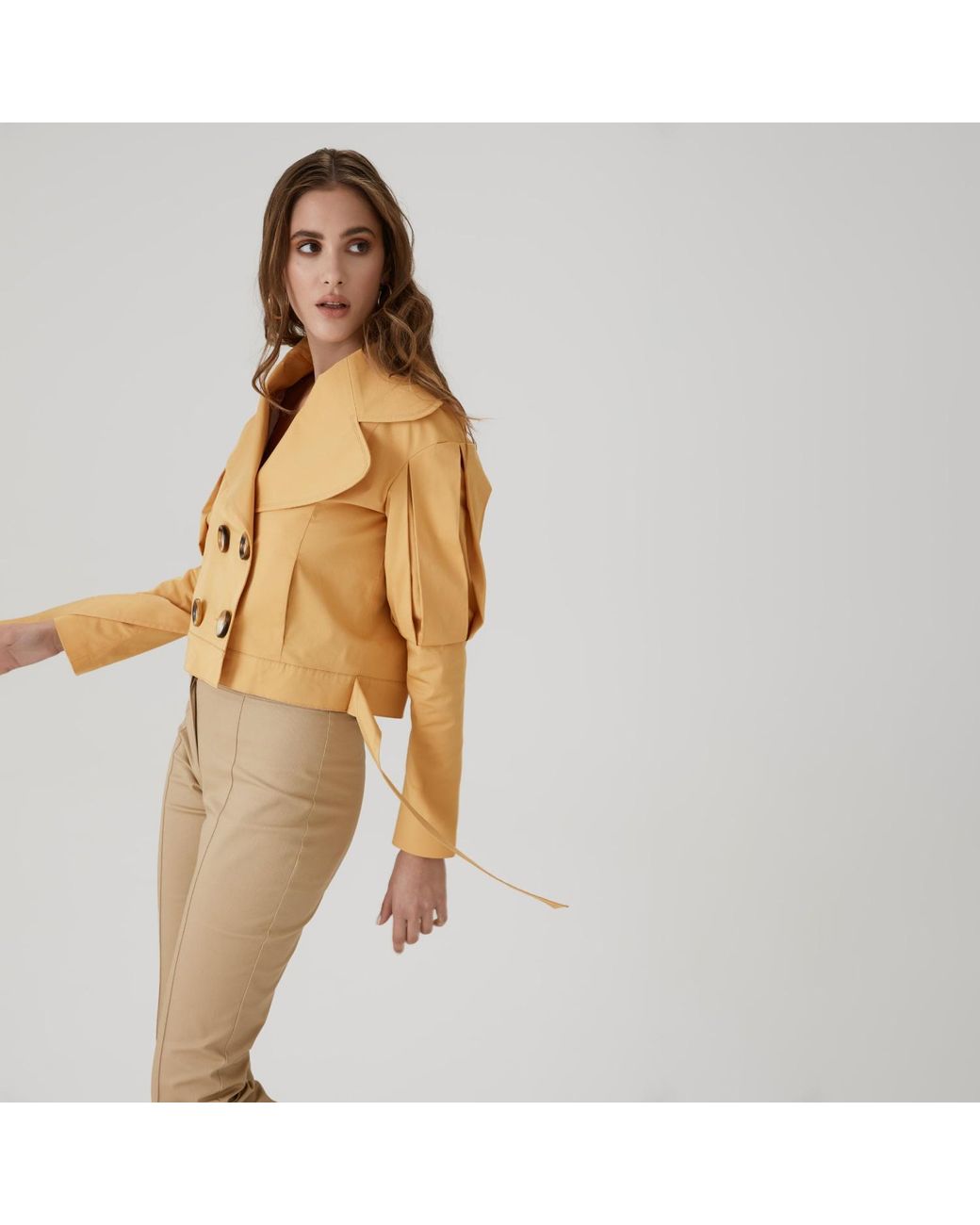 Lita Couture Brown Statement Jacket With Oversized Lapels