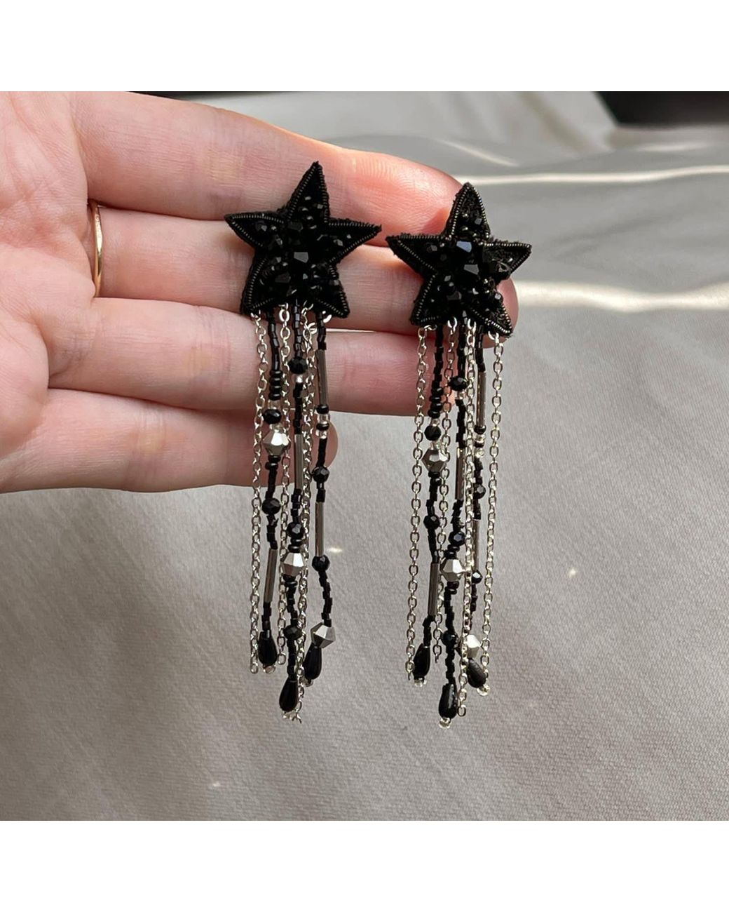 VETKA Black Star Statement Fringe Earrings – Astral Desire