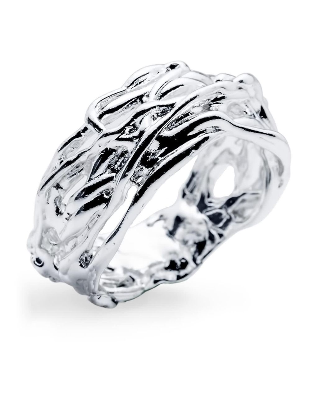 Mercela Metallic Woven Statement Ring – Chunky Textured Cocktail Ring Gift For Her