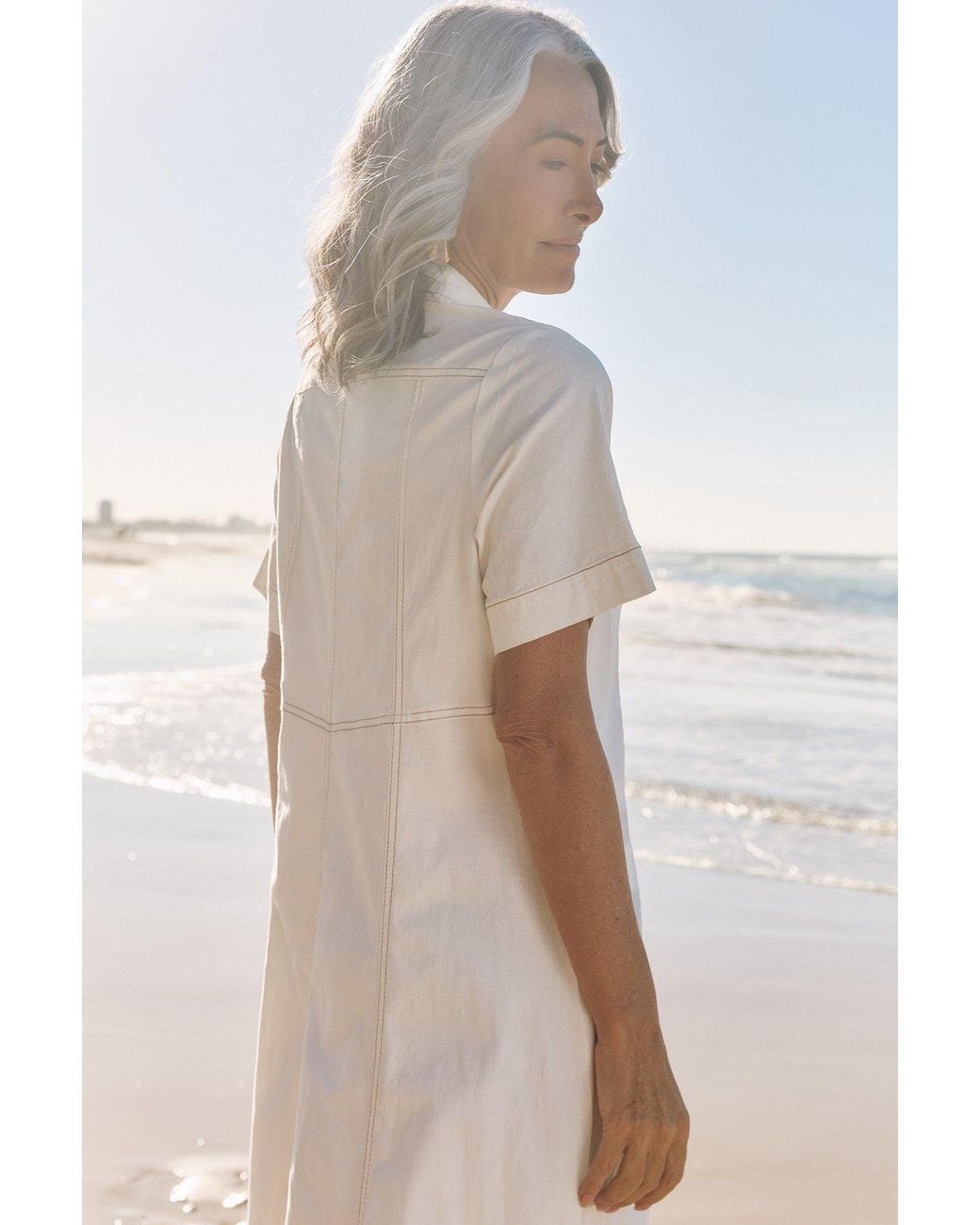 Adrift Clothing Natural Maya Collared Dress
