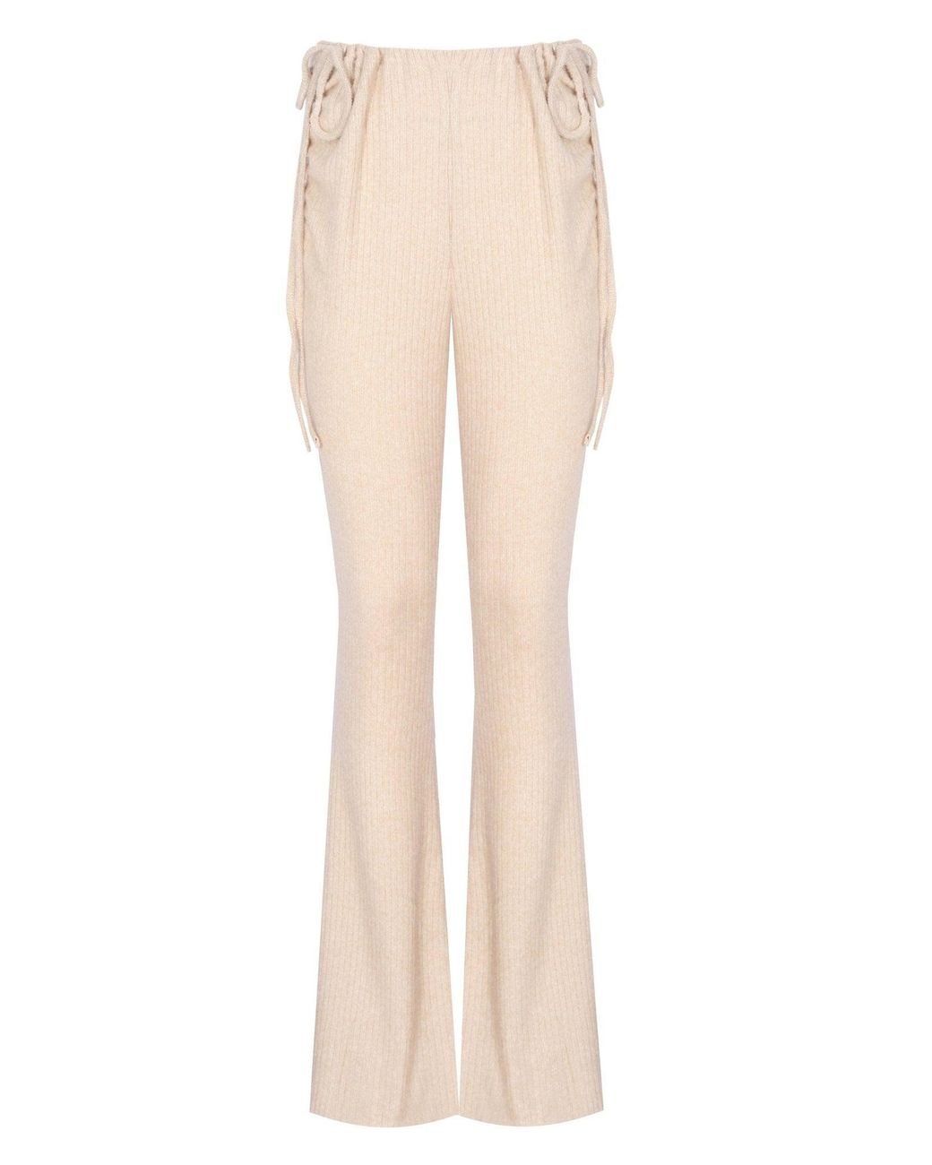 No'design Natural Neutrals Flared Pants With Side Ruched Detail