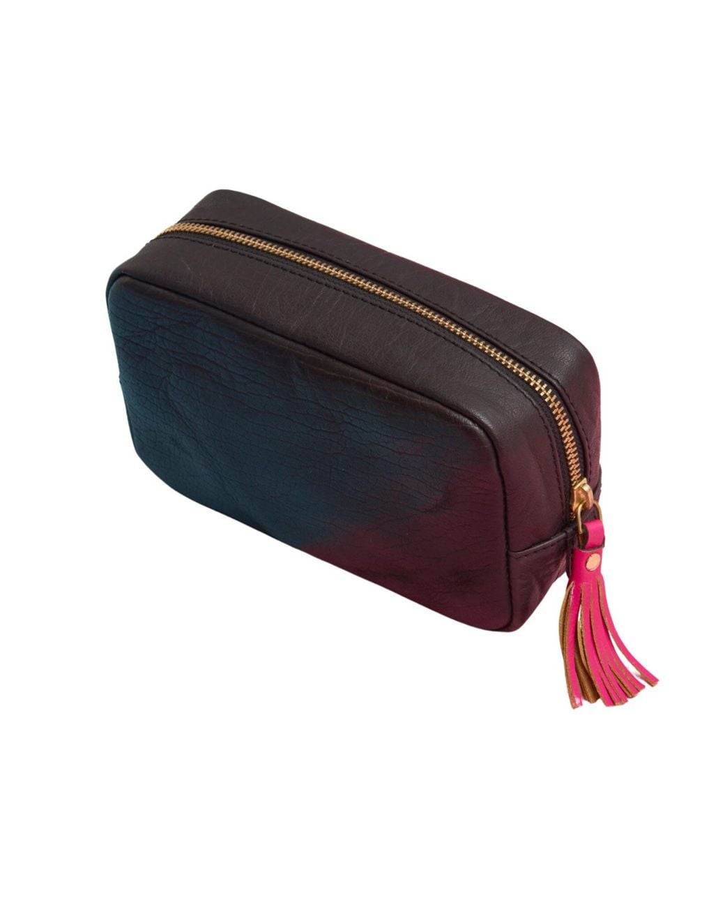 VIDA VIDA Blue Leather Make-Up Bag With Tassel