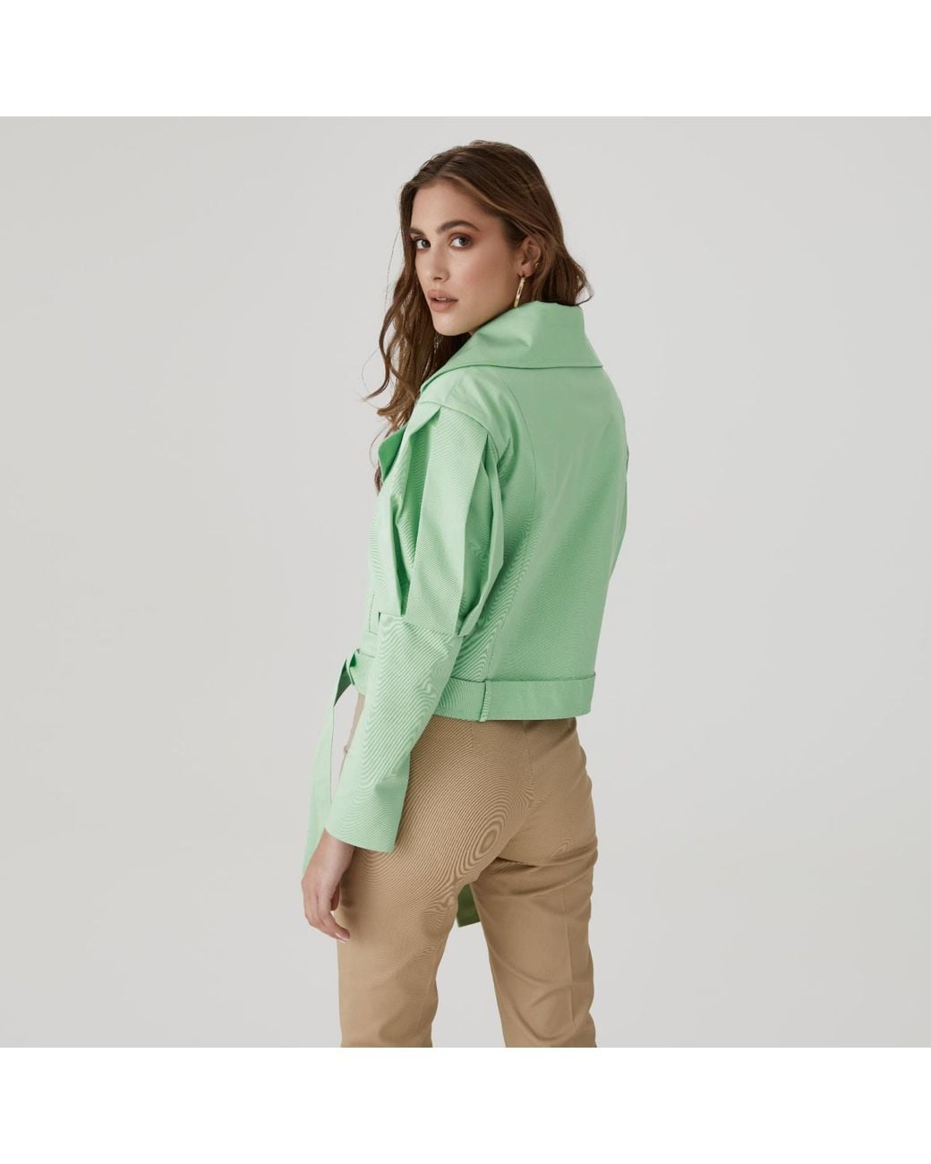 Lita Couture Green Statement Jacket With Oversized Lapels