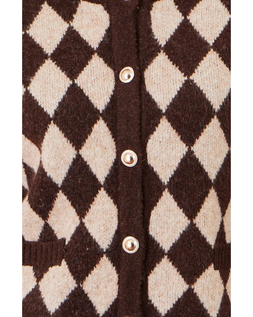 Yumi' Brown Argyll Knit Cardigan