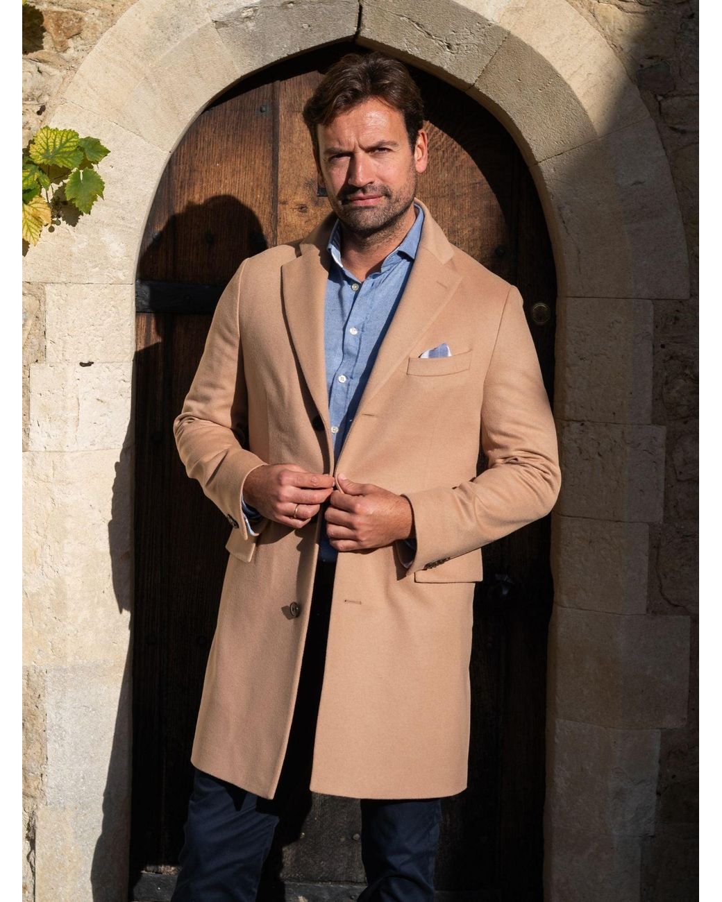 Koy Clothing Brown Neutrals Wool & Cashmere Overcoat for men