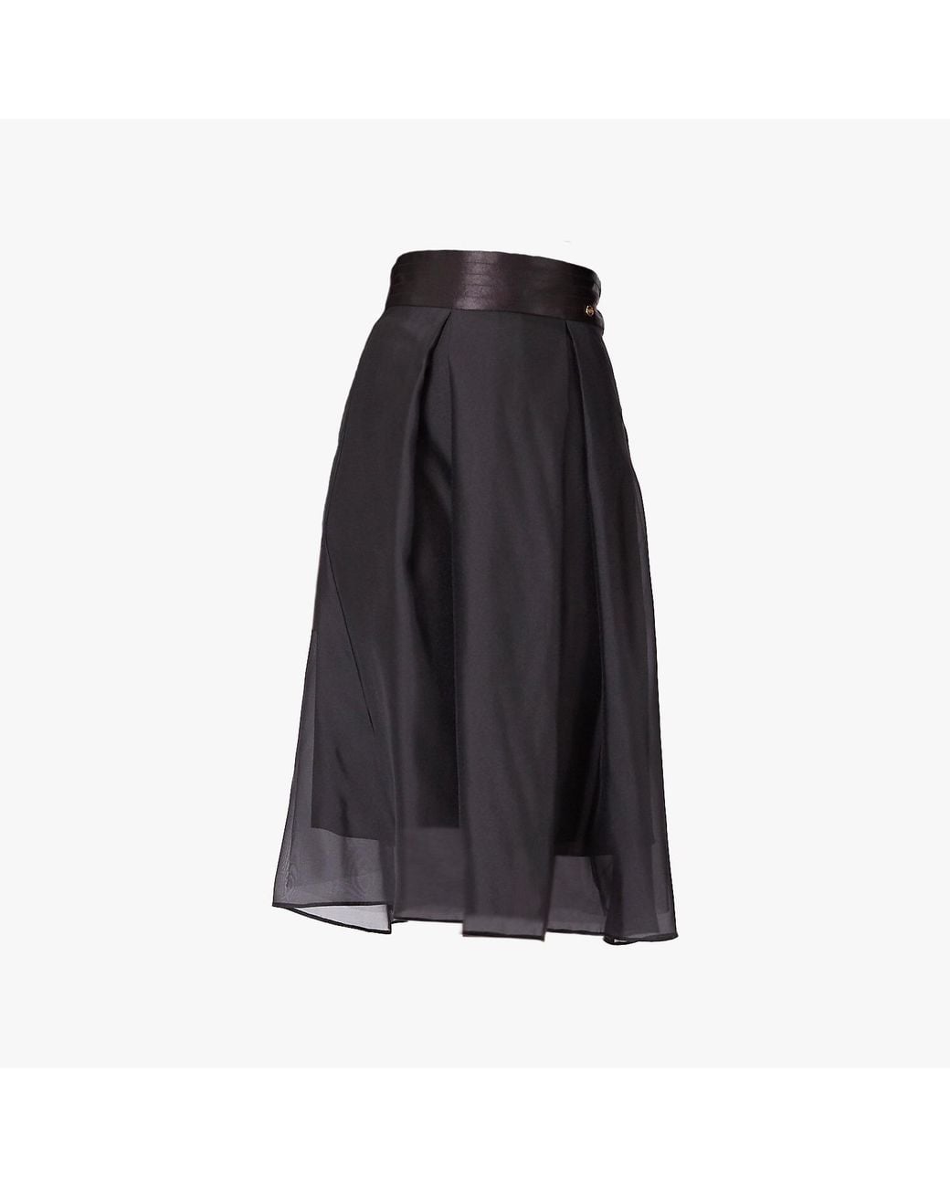 Smart and Joy Blue Flared Organza And Satin Skirt