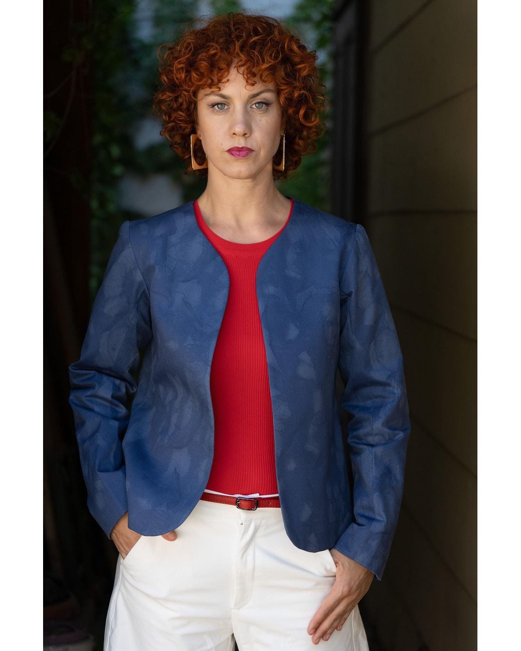 Stovaria Blue Cotton Denim Statement Jacket