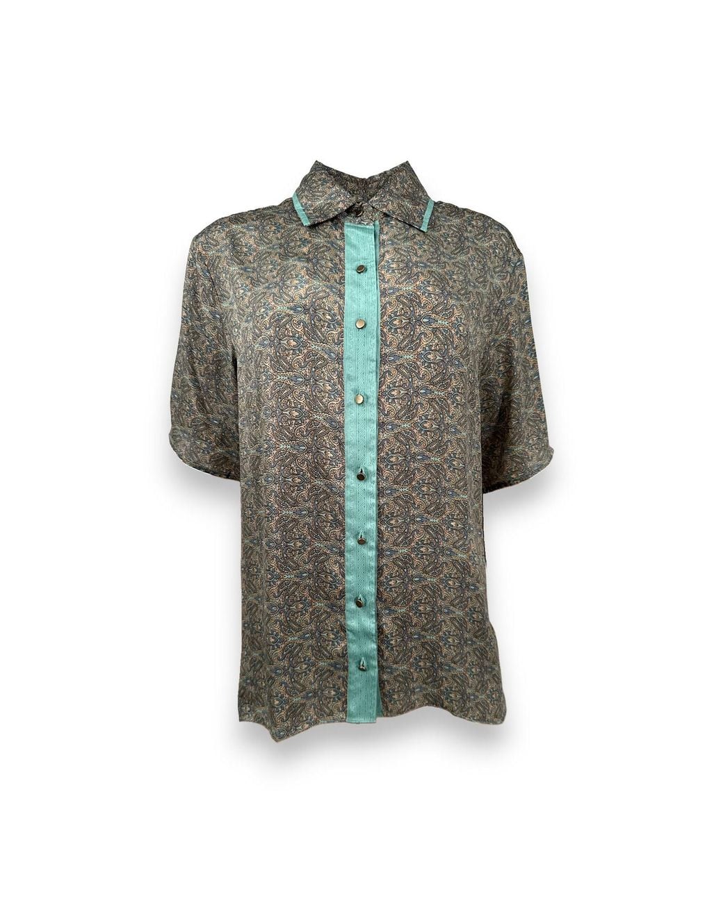 Monzlapur New York Green Paisley Motif Short Sleeve Shirt- Mint for men