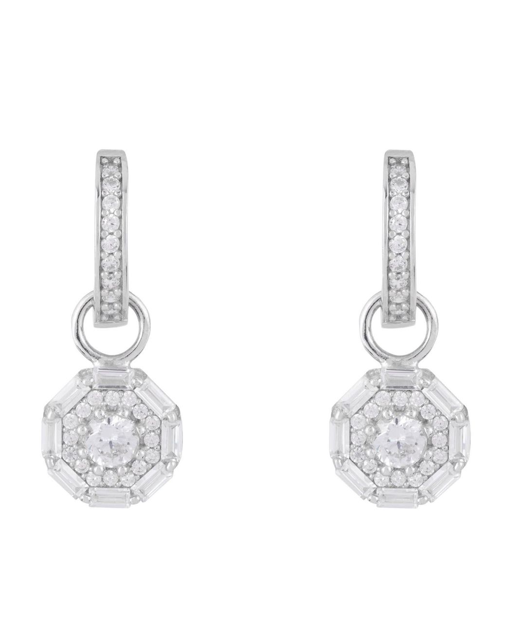 Ballinger Jewellery Metallic Something Sparkly Drop Hoop Earrings