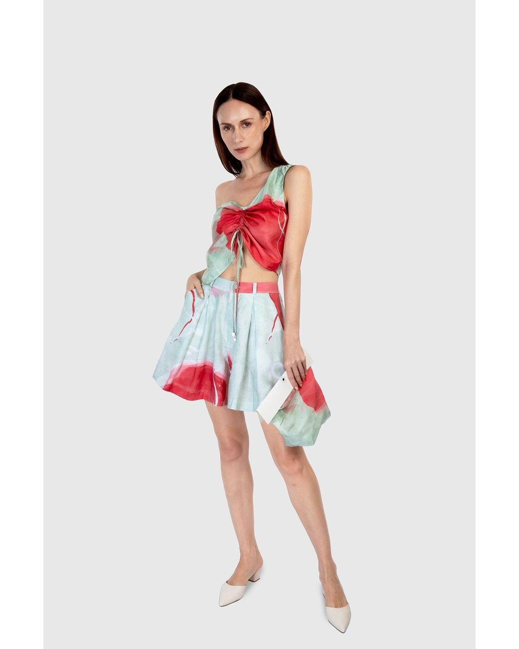 Shinaraa Green One Shoulder Adjustable Midriff Top