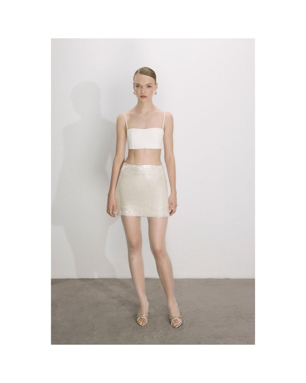 NAZLI CEREN White Marde A-Line Sequin Mini Skirt