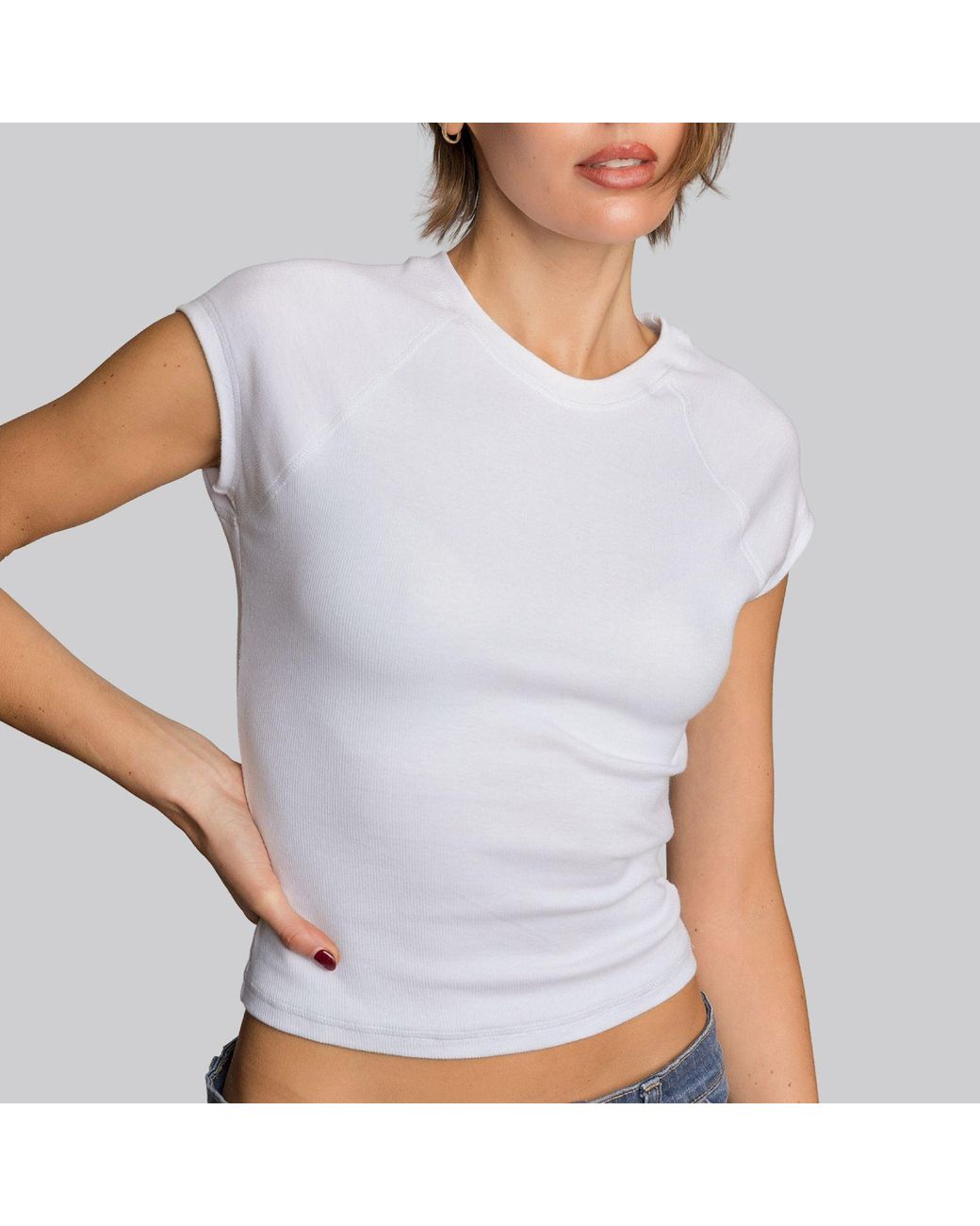 Love and Nostalgia White Mini Rib Raglan Tee