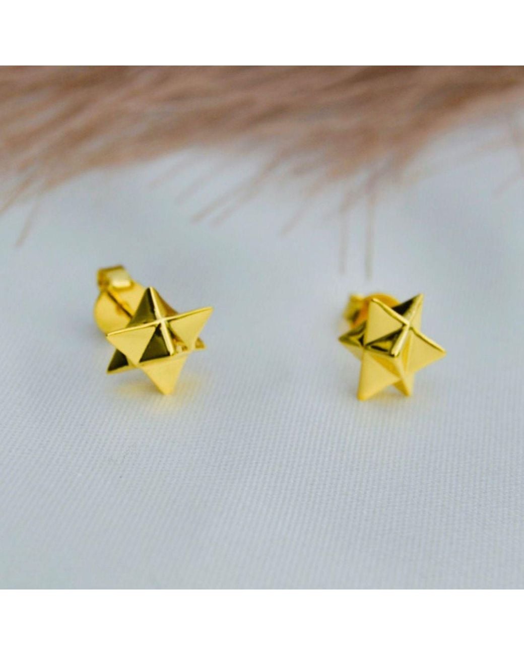 Seven Saints Metallic Merkaba Star, Light Body Activation Stud Earrings