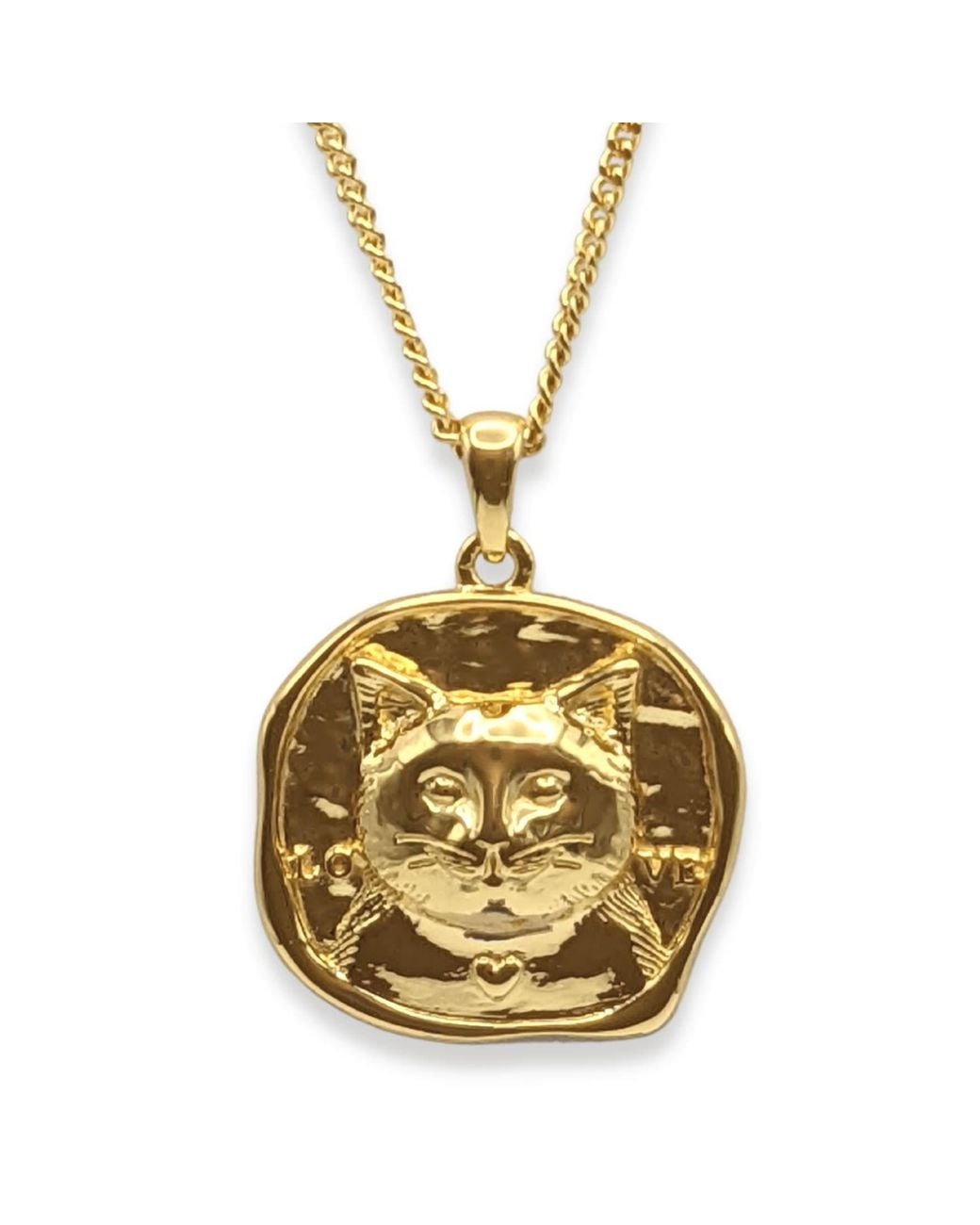 Frenvyrn Metallic Lars 18K Vermeil Cat Coin Necklace for men