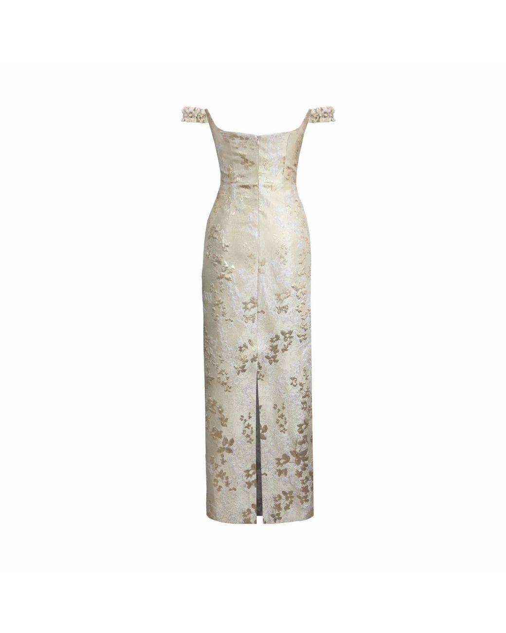 Gushka Metallic Jacquard Embellished Gown