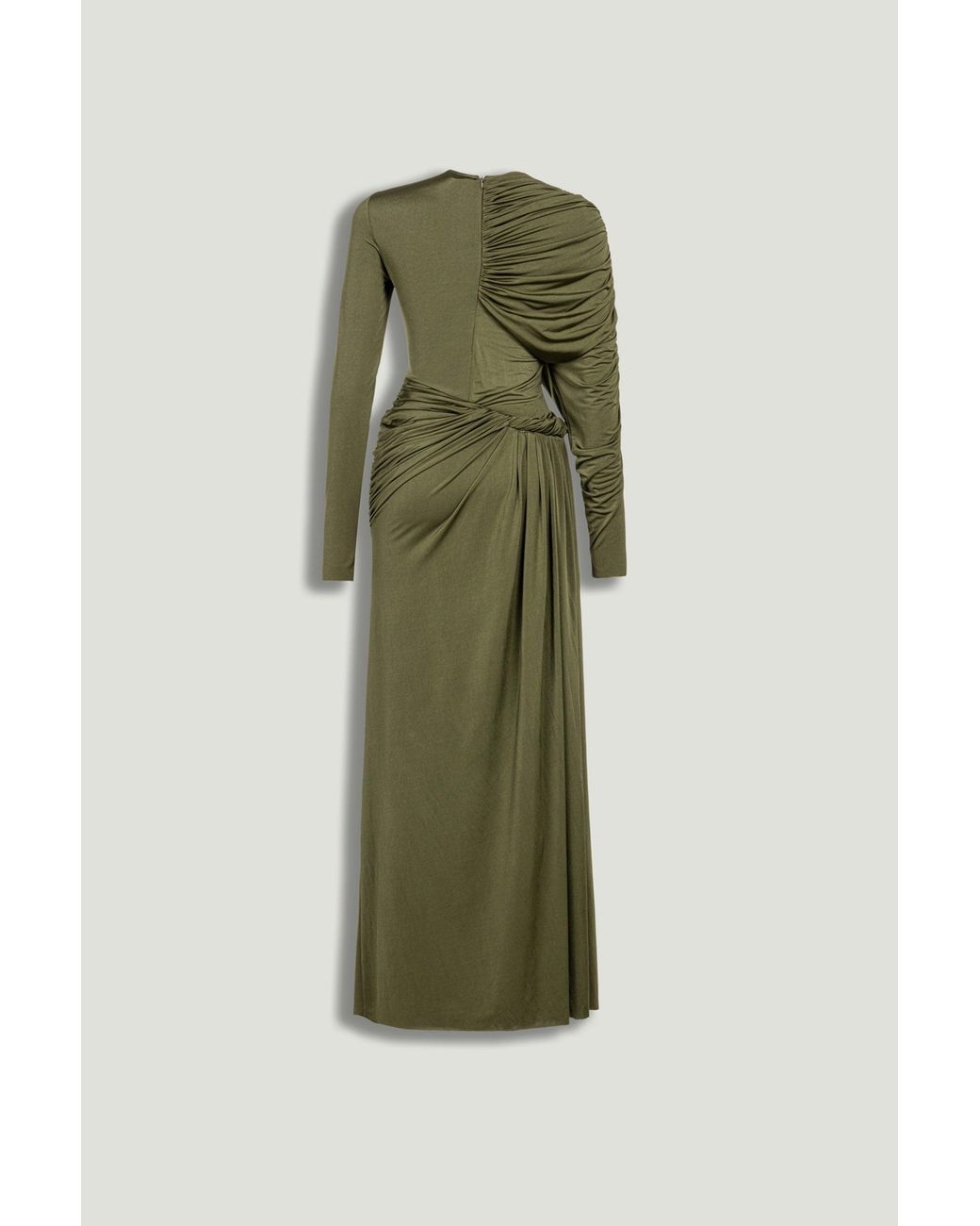 Nocturne Green Neutrals Draped Long Sleeve Maxi Dress