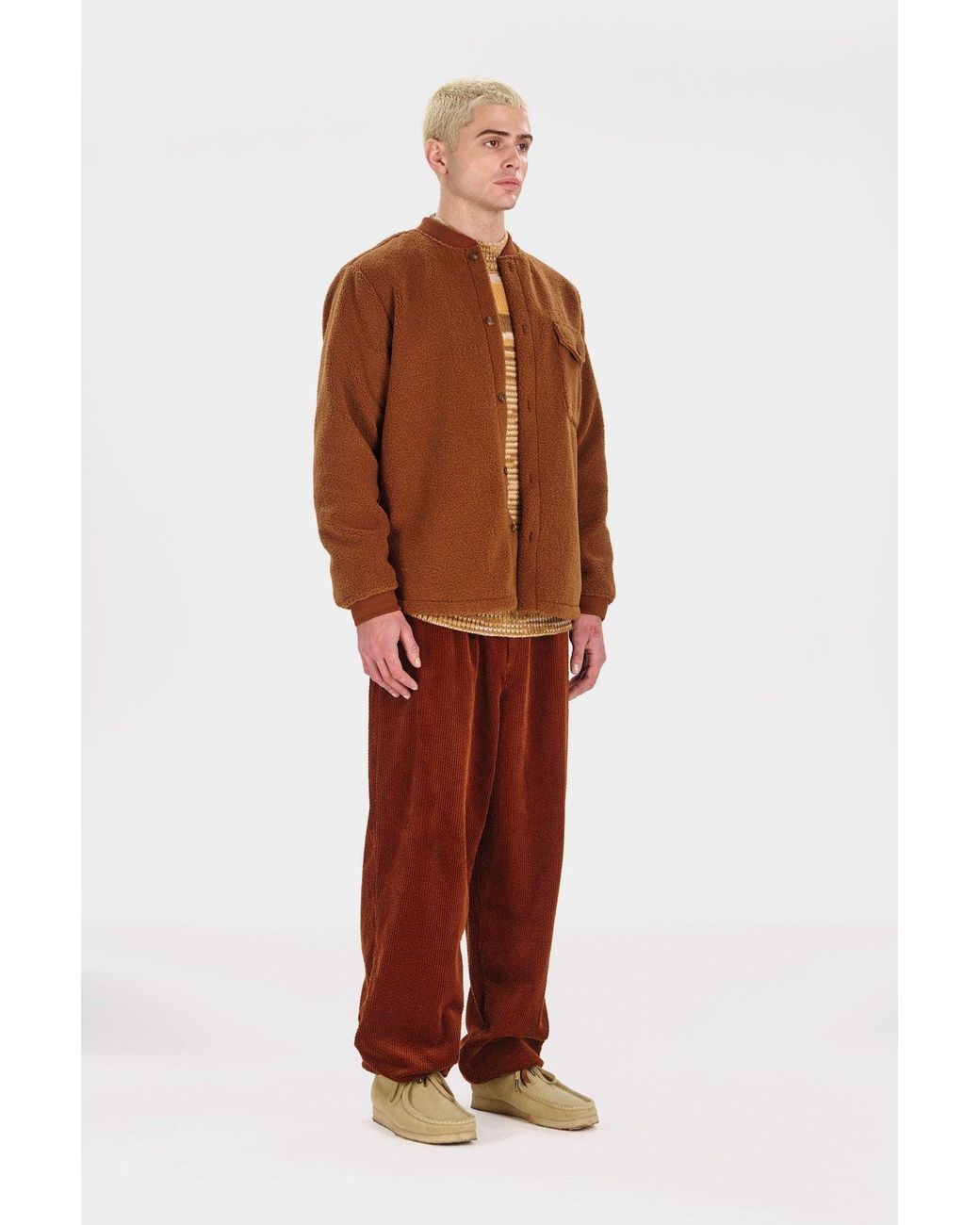 Komodo Brown Cole Recycled Fleece Overshirt for men