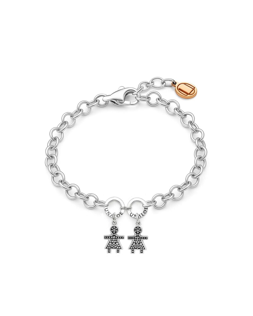 Unaloe Metallic Adjustable Sterling Mom Bracelet With Two Daughter Charms