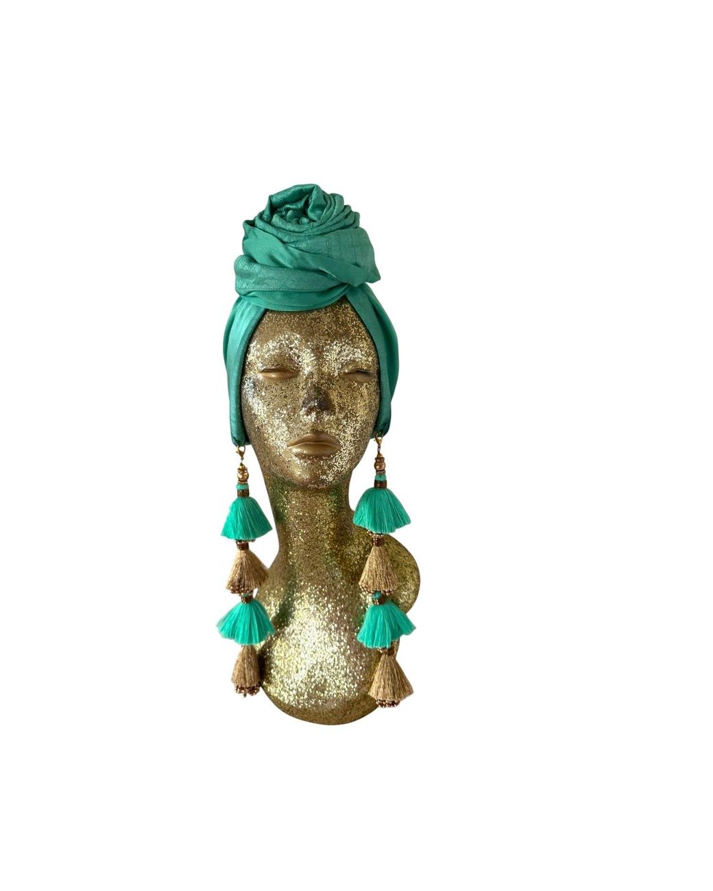 Julia Clancey Green Edith Silk Jade Dorado Reversible Turban