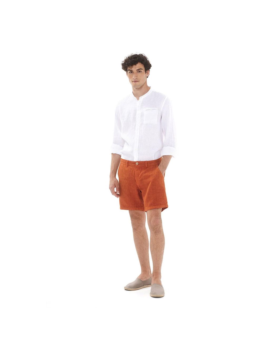 Haris Cotton White Slim Fit Mandrin Neck Linen Shirt for men