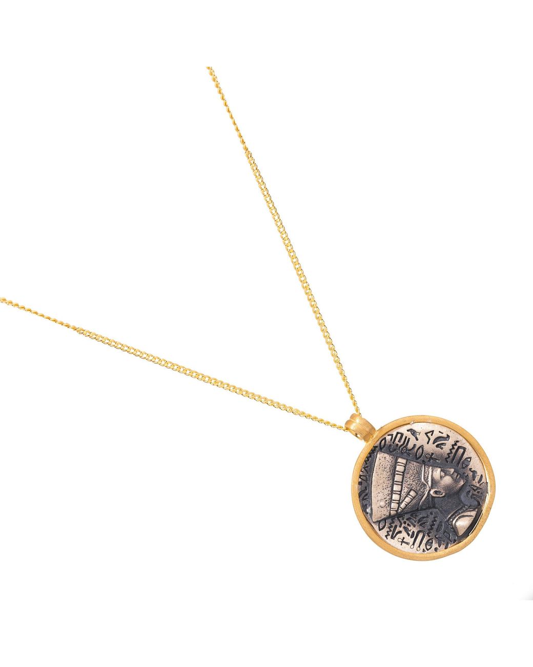 Ebru Jewelry Metallic Divine Queen Nefertiti Sterling & Chain Necklace