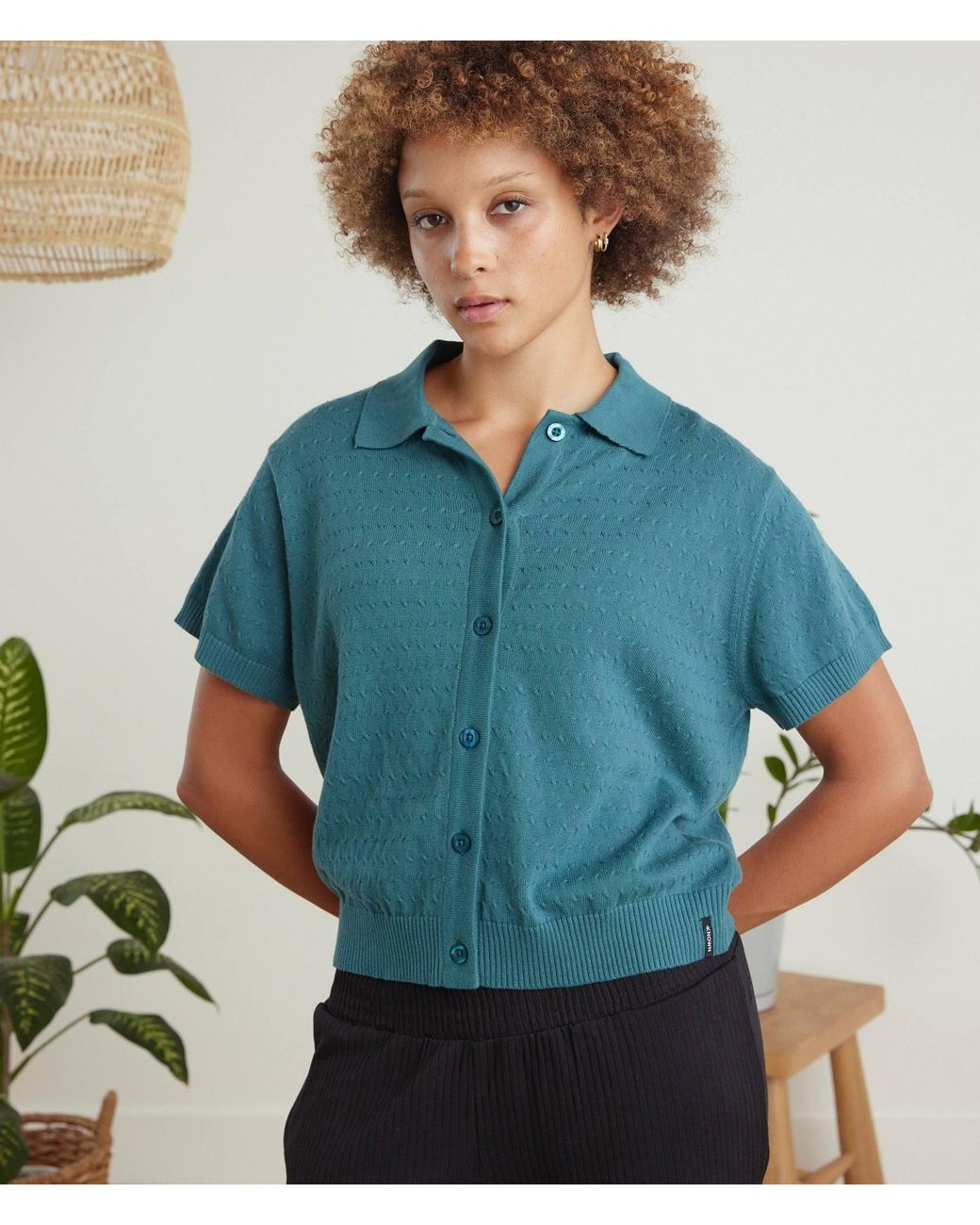Known Supply Blue Button Up Collared Sweater