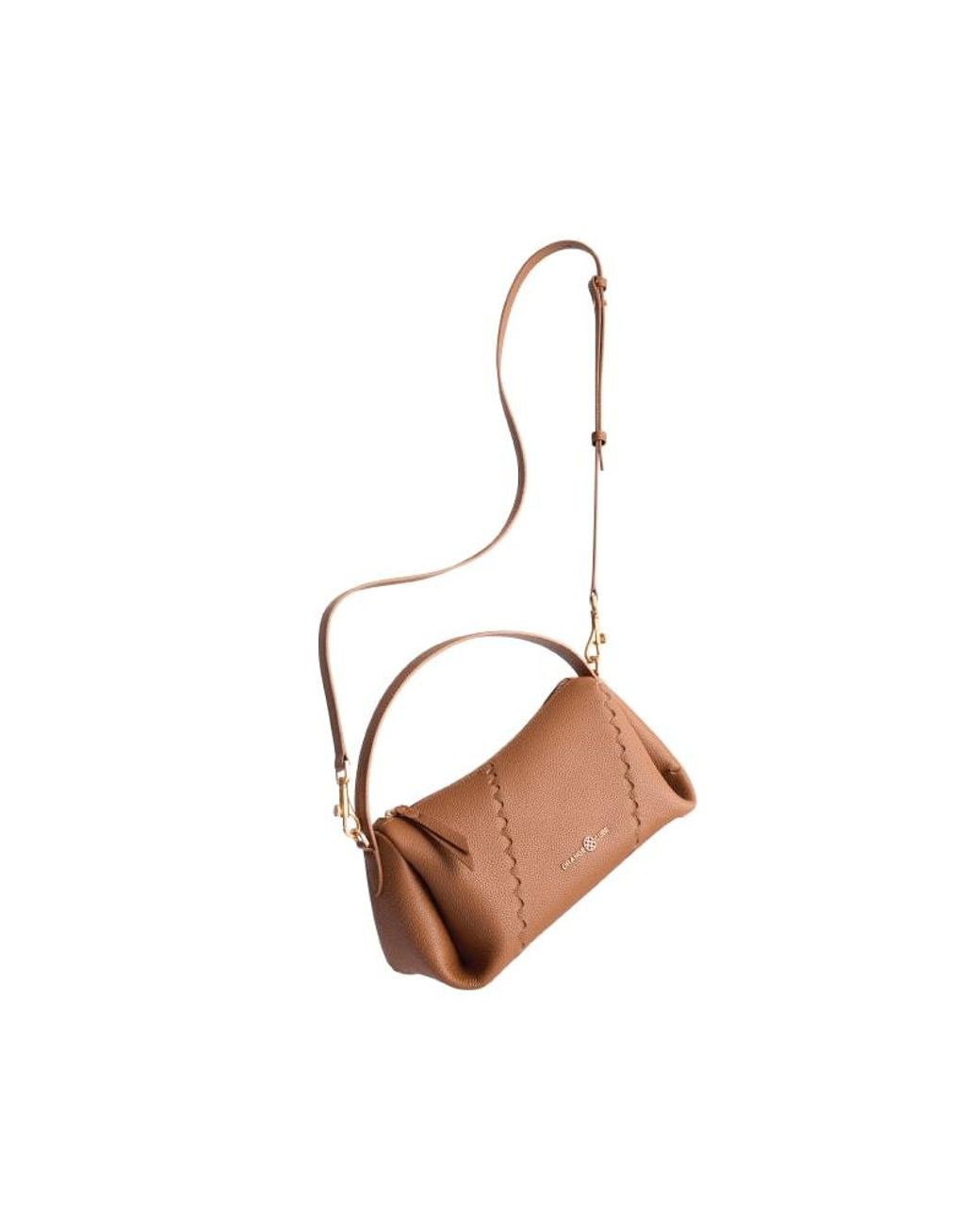 Orange Cube Brown Mosaic Baguette Bag