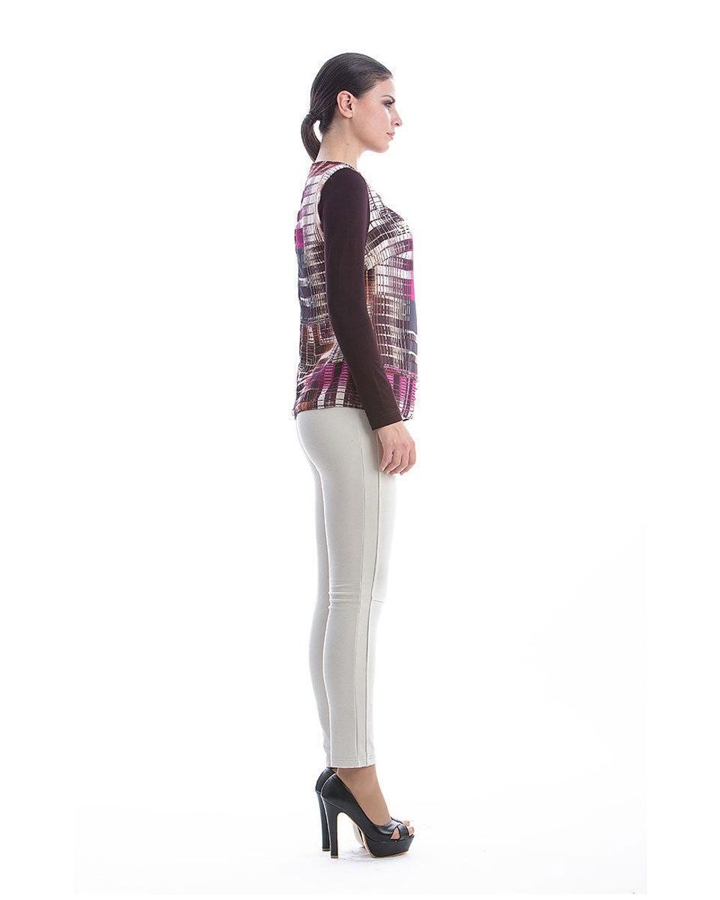 Conquista Red Print Long Sleeve Top