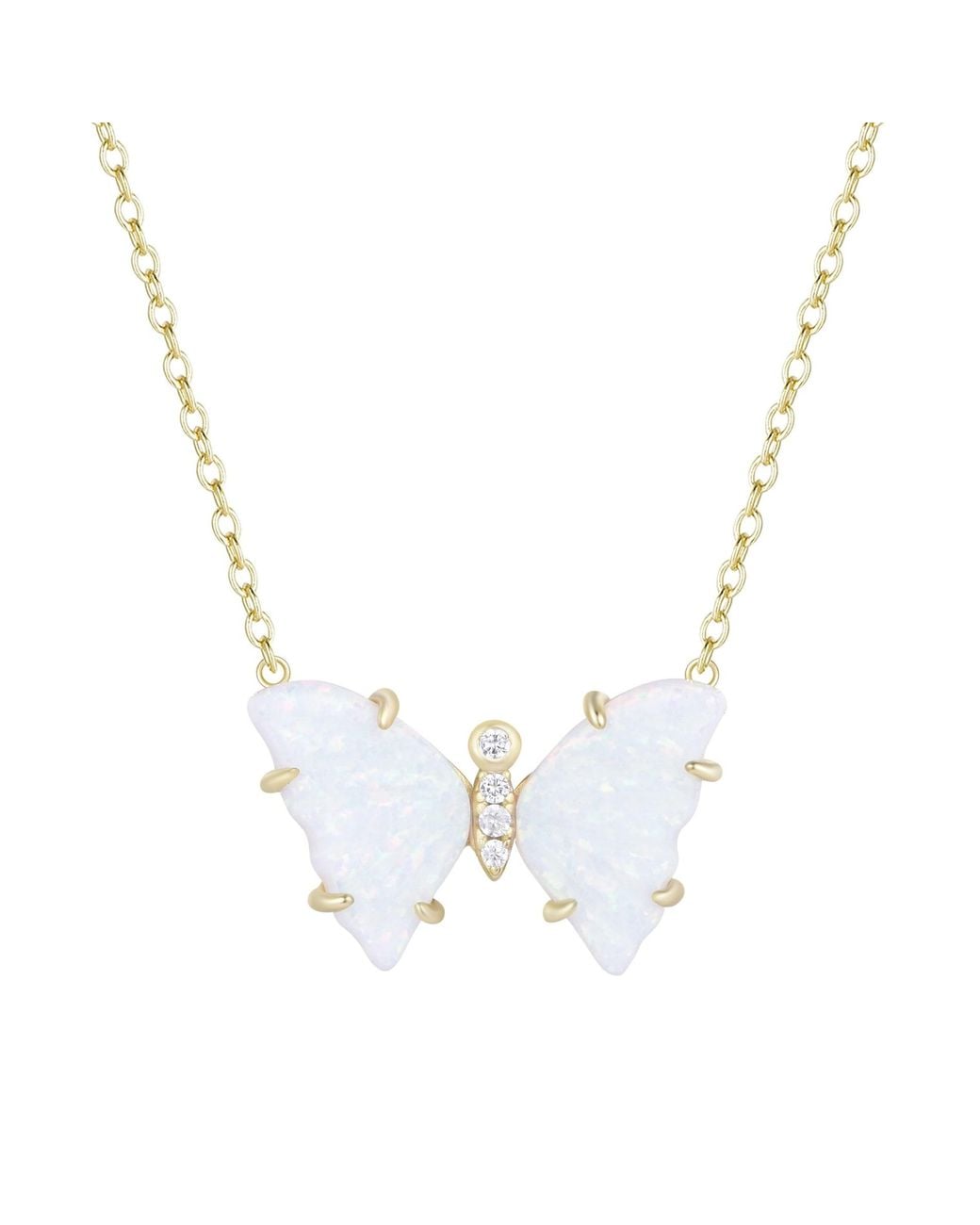 KAMARIA Blue Opal Butterfly Necklace With Prongs