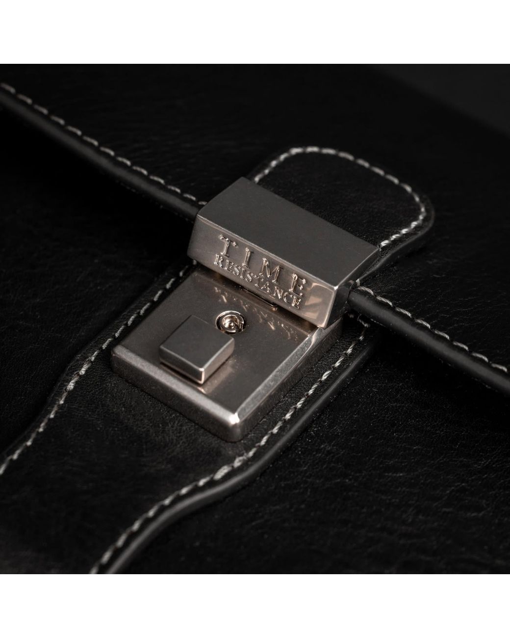 Time Resistance Black Leather Clutch Purse for men