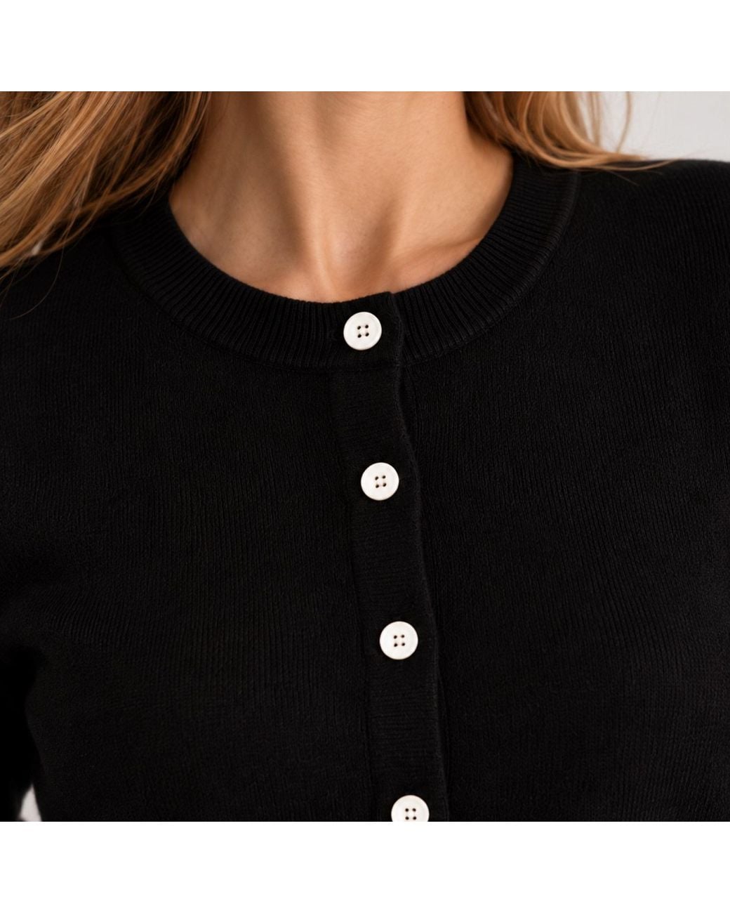 Nuvv Collection Black Fine Knit Cardigan With Buttons Wool And Cashmere Blend Italian Yarn