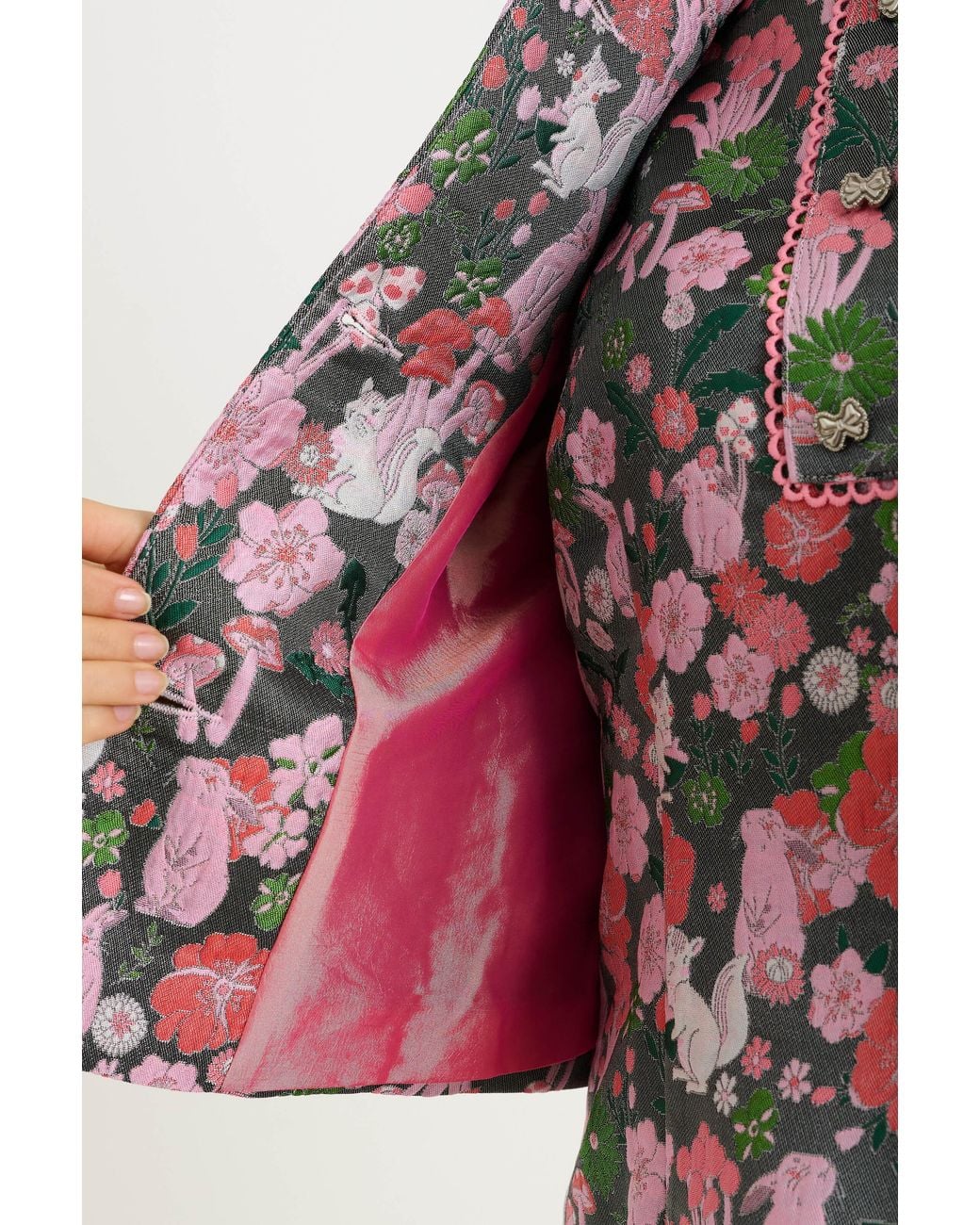Louche Pink Salut Fairytale Jacquard Cropped Jacket