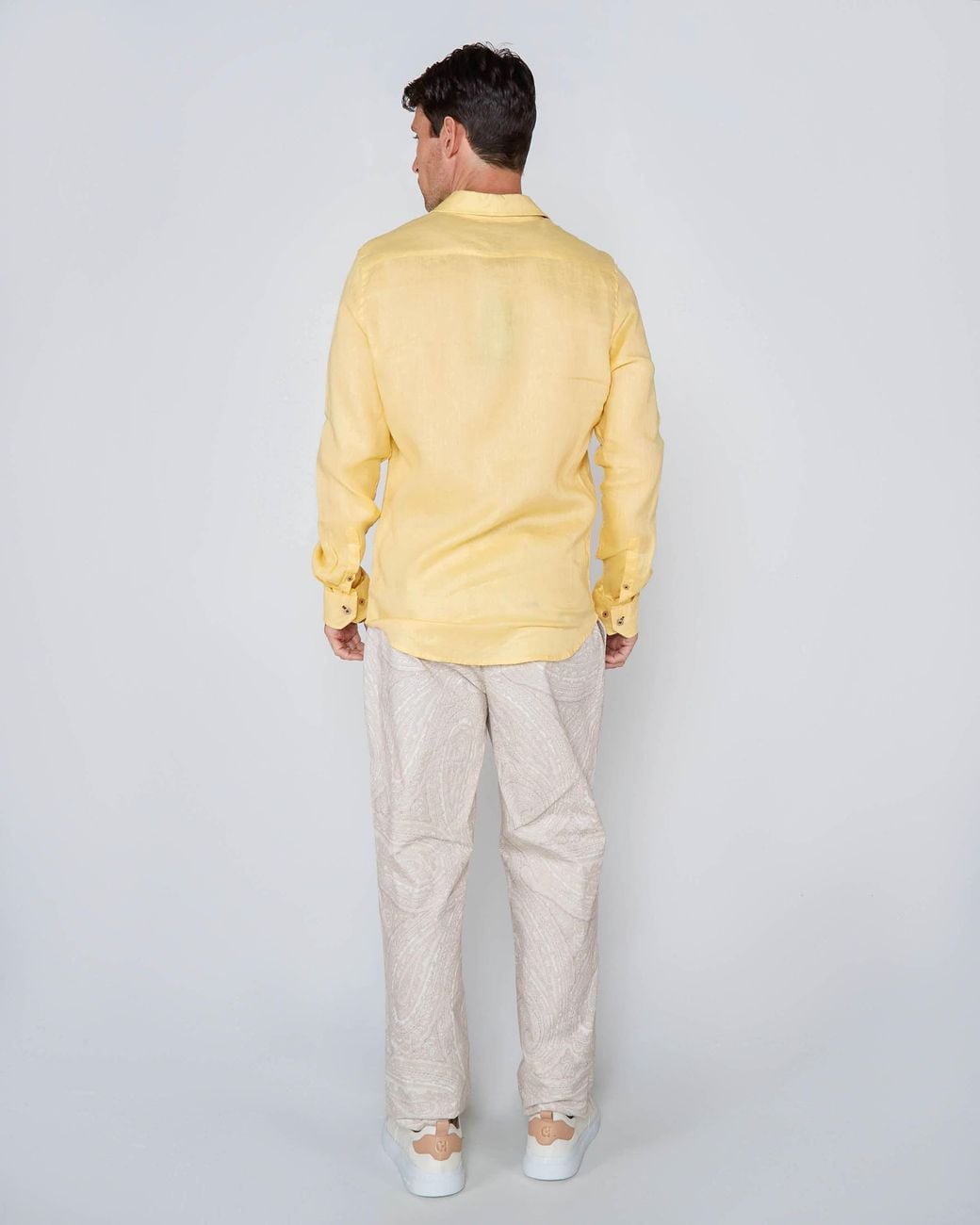Lords of Harlech Yellow Laurent Linen Shirt for men