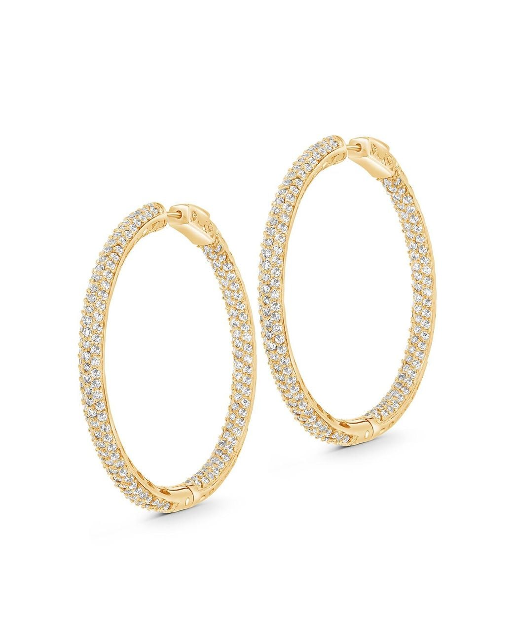 SALLY SKOUFIS Metallic Allure Pave Hoops With Made Diamonds