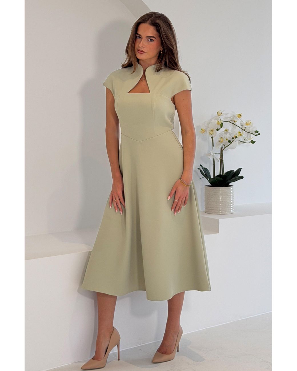 Girl In Mind Green Amora Midi Dress Sage