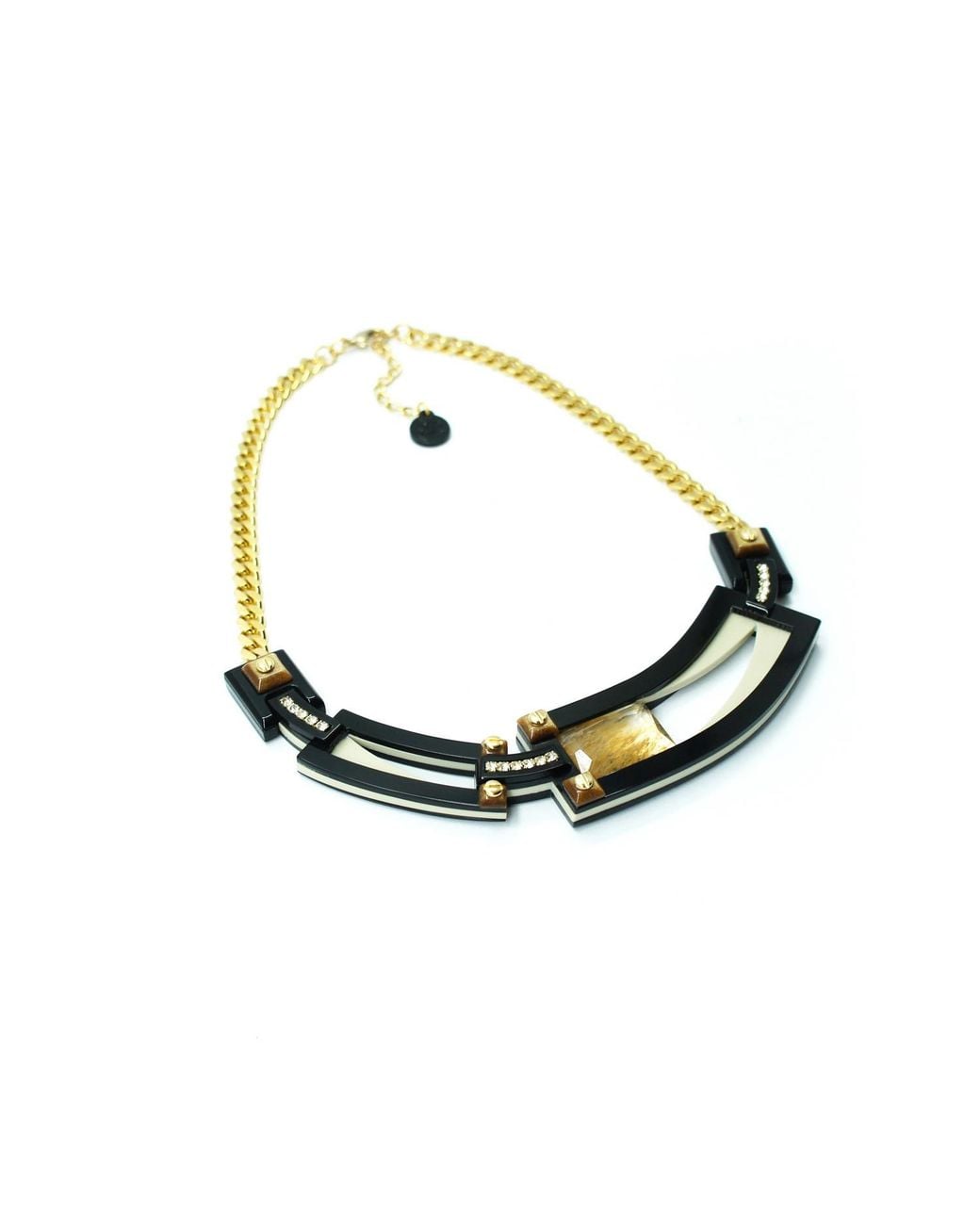 Gissa Bicalho White Handmade Acrylic Necklace Deco Choker Rectangular Cut Stone Clay