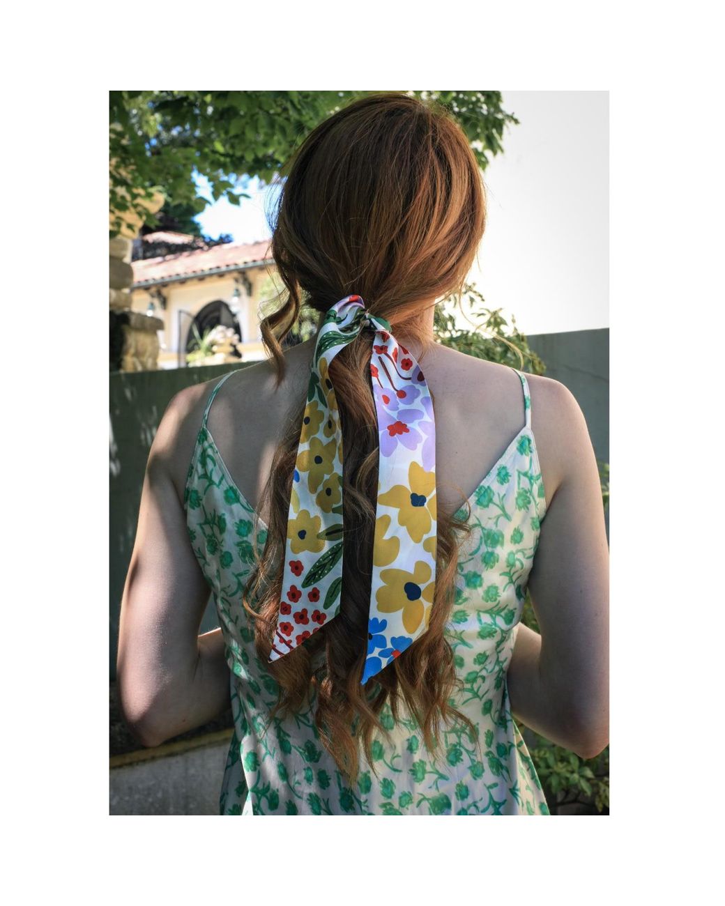 Jessie Zhao New York Red Silk Skinny Scarf Of Bloom