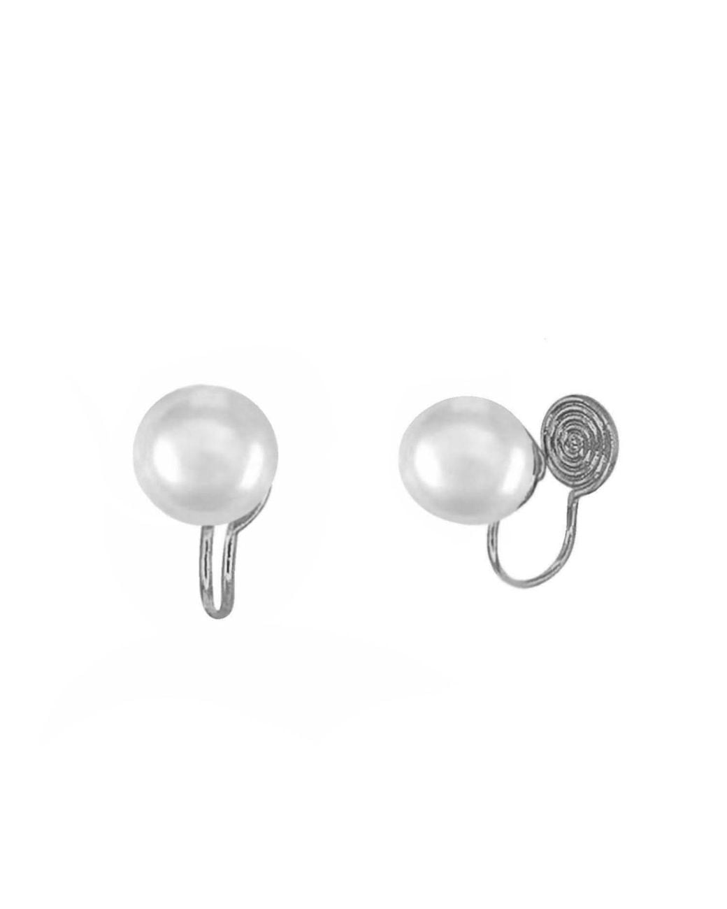 Ninemoo Metallic Lunar Pearls Clips Earrings