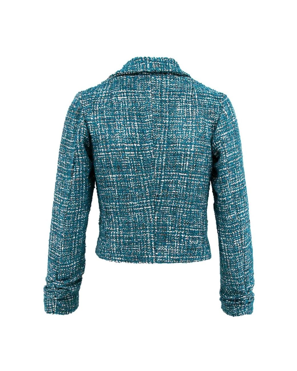 AVENUE No.29 Blue Double Breasted Cropped Jacket With Zipper –