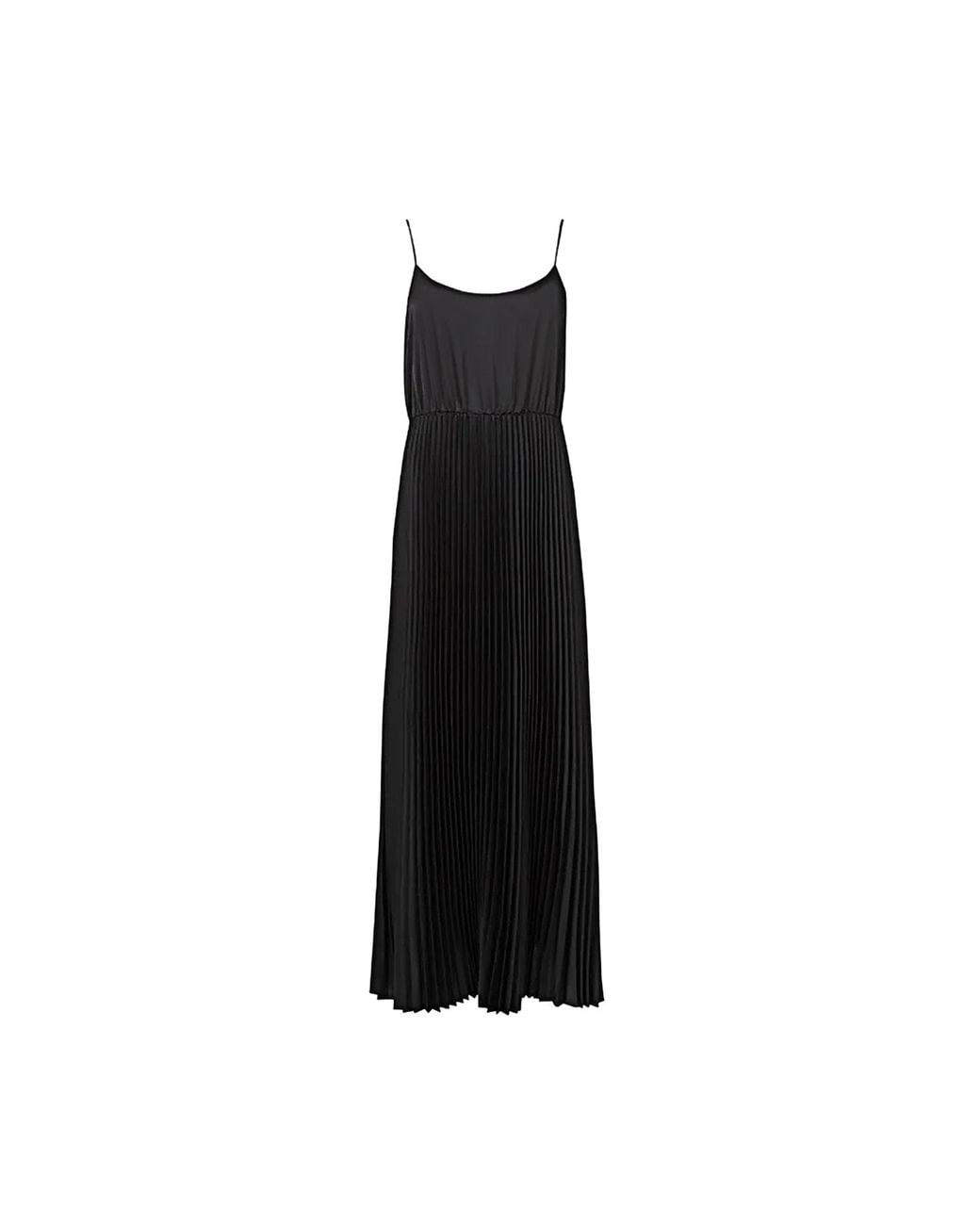 Roch Perel Black Satin Pleated Slip Dress