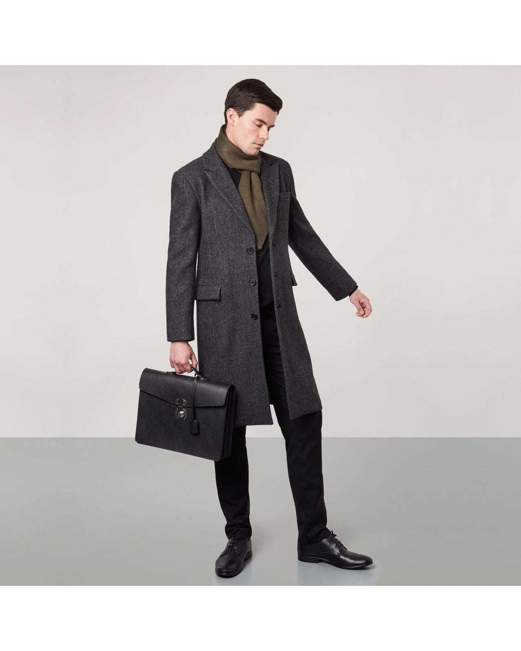 SEREN LONDON Gray Single Breasted Wool Coat for men