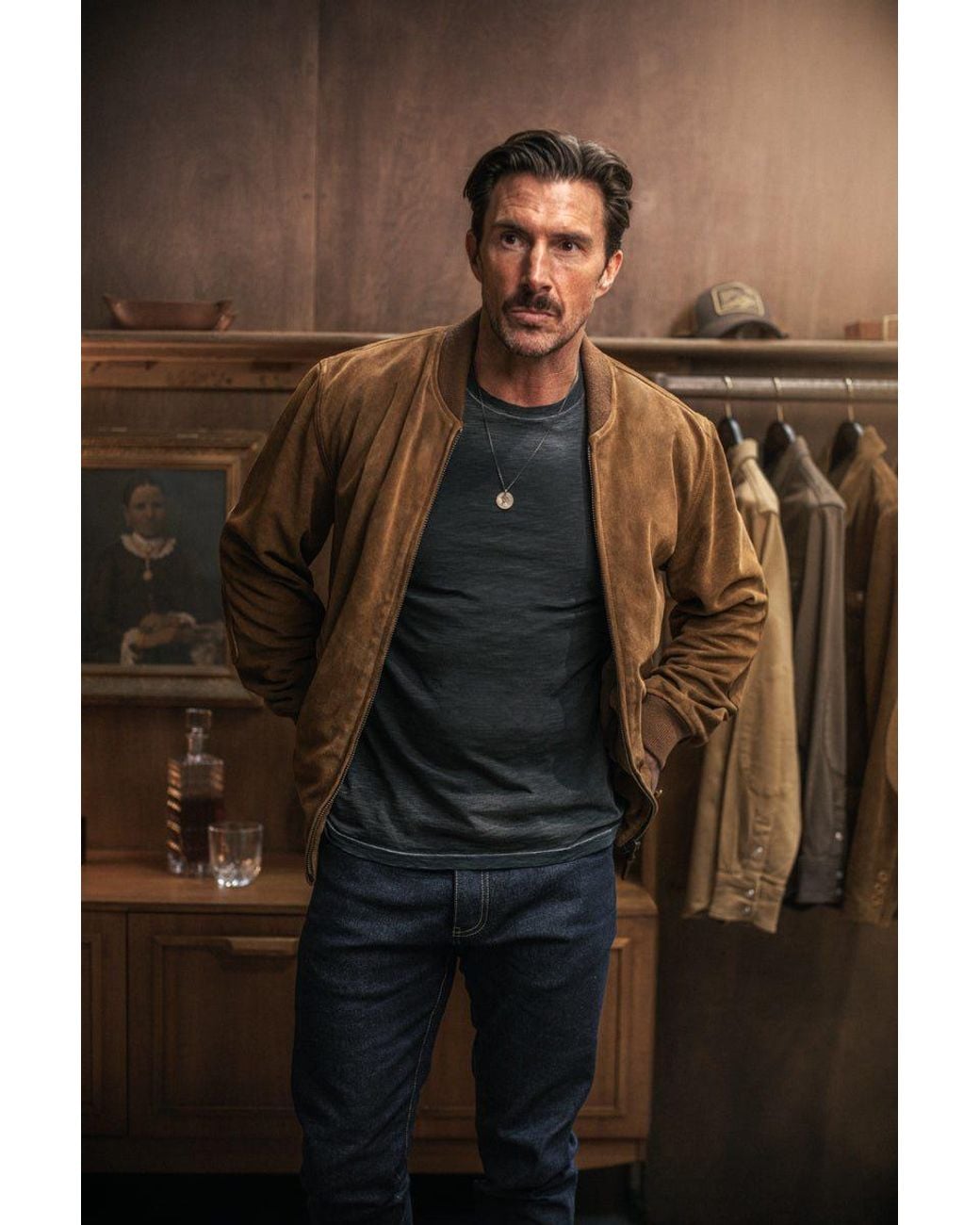 &SONS Trading Co Brown Buck Ridge Suede Bomber Tan for men